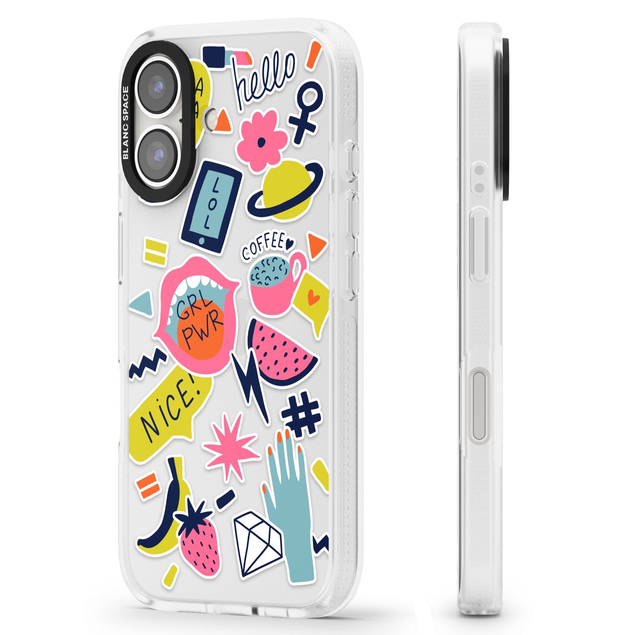 GRL PWR iPhone 16 / 16 Plus Clear Case Impact Air - Blanc Space