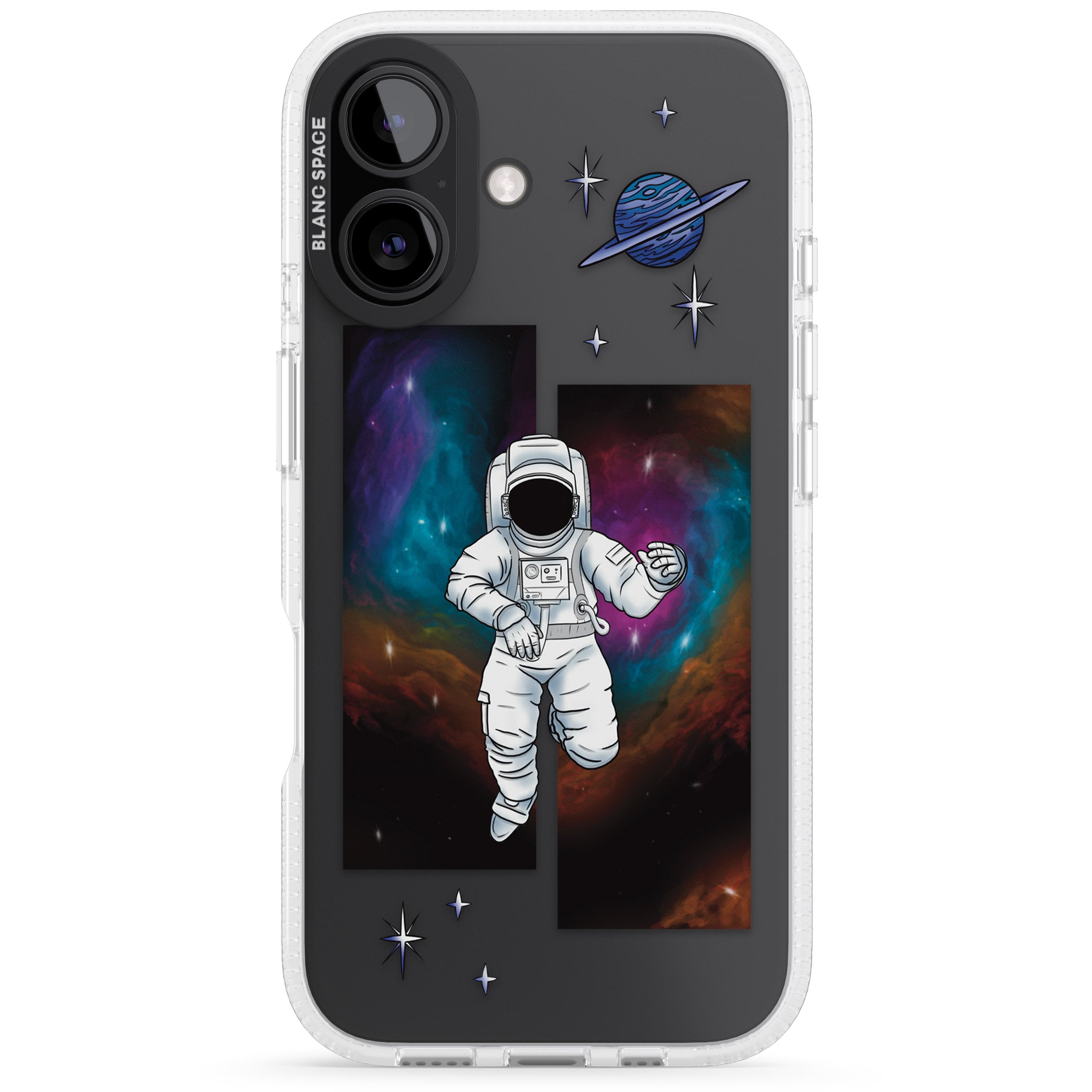 Escape The Nebula iPhone 16 / 16 Plus Clear Case Impact Air - Blanc Space