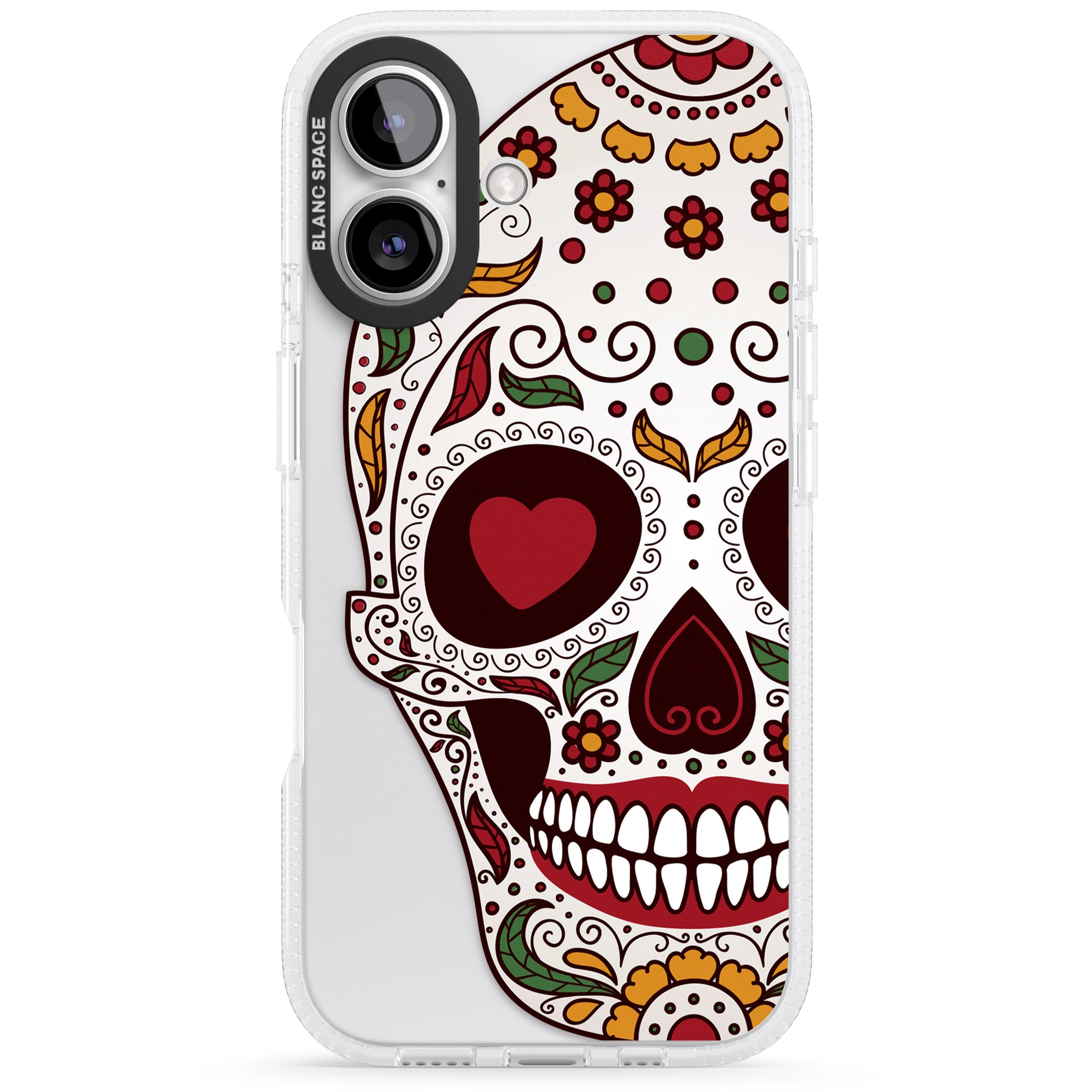 Autumn Sugar Skull iPhone 16 / 16 Plus Clear Case Impact Air - Blanc Space