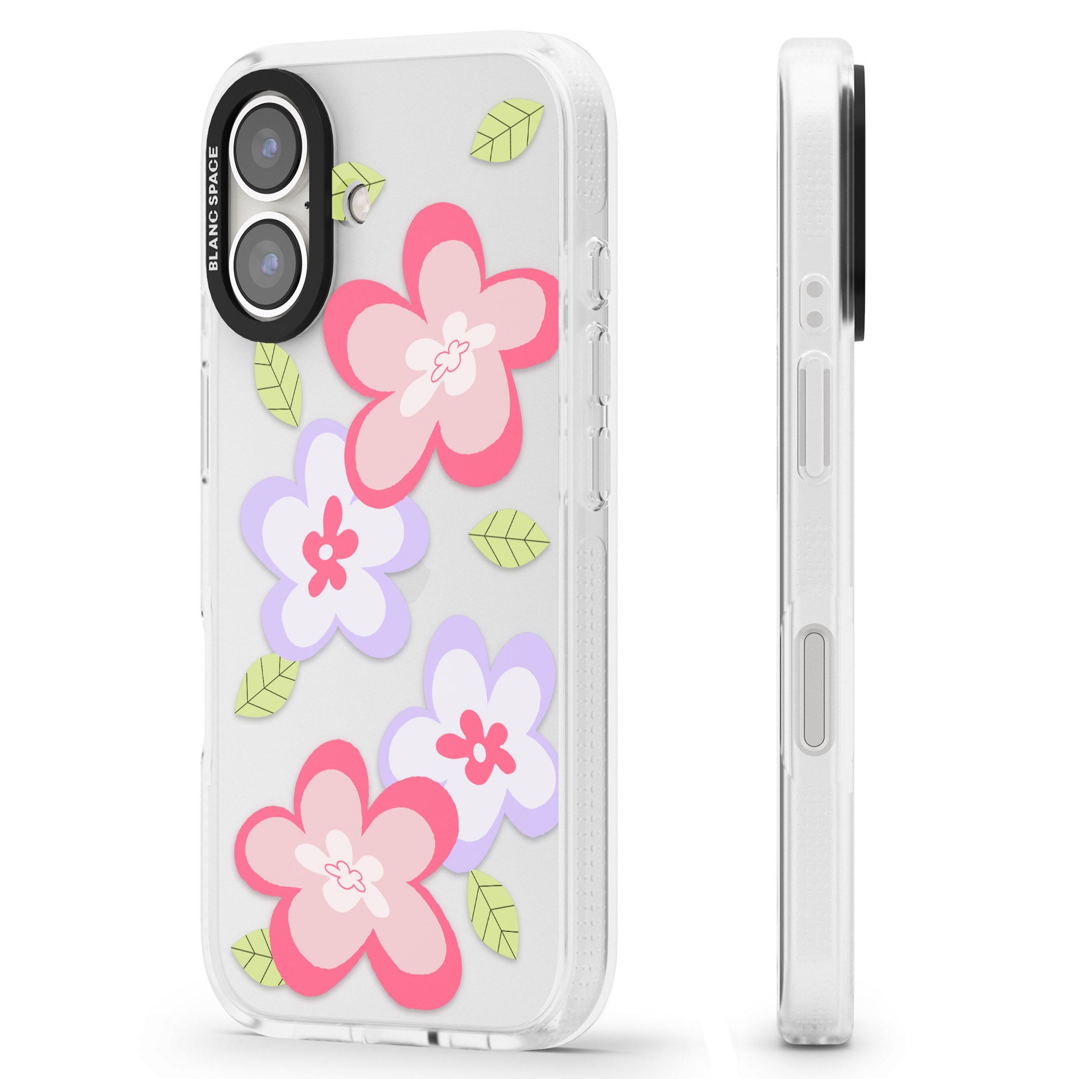 Funky Flowers iPhone 16 / 16 Plus Clear Case Impact Air - Blanc Space