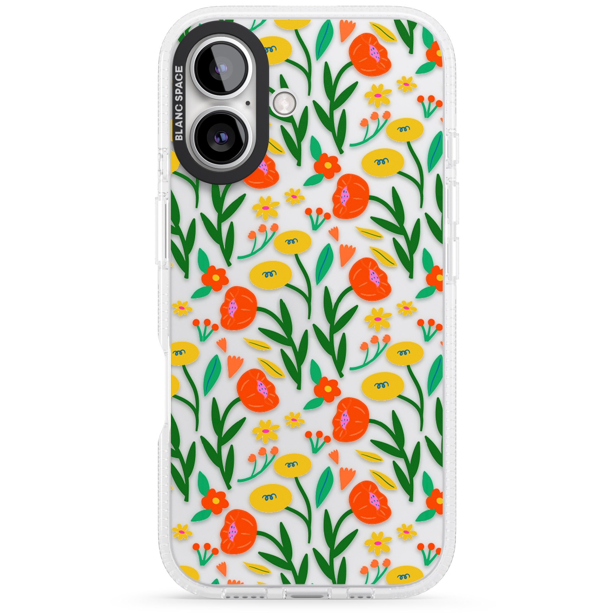 Summer Flower Fiesta iPhone 16 / 16 Plus Clear Case Impact Air - Blanc Space