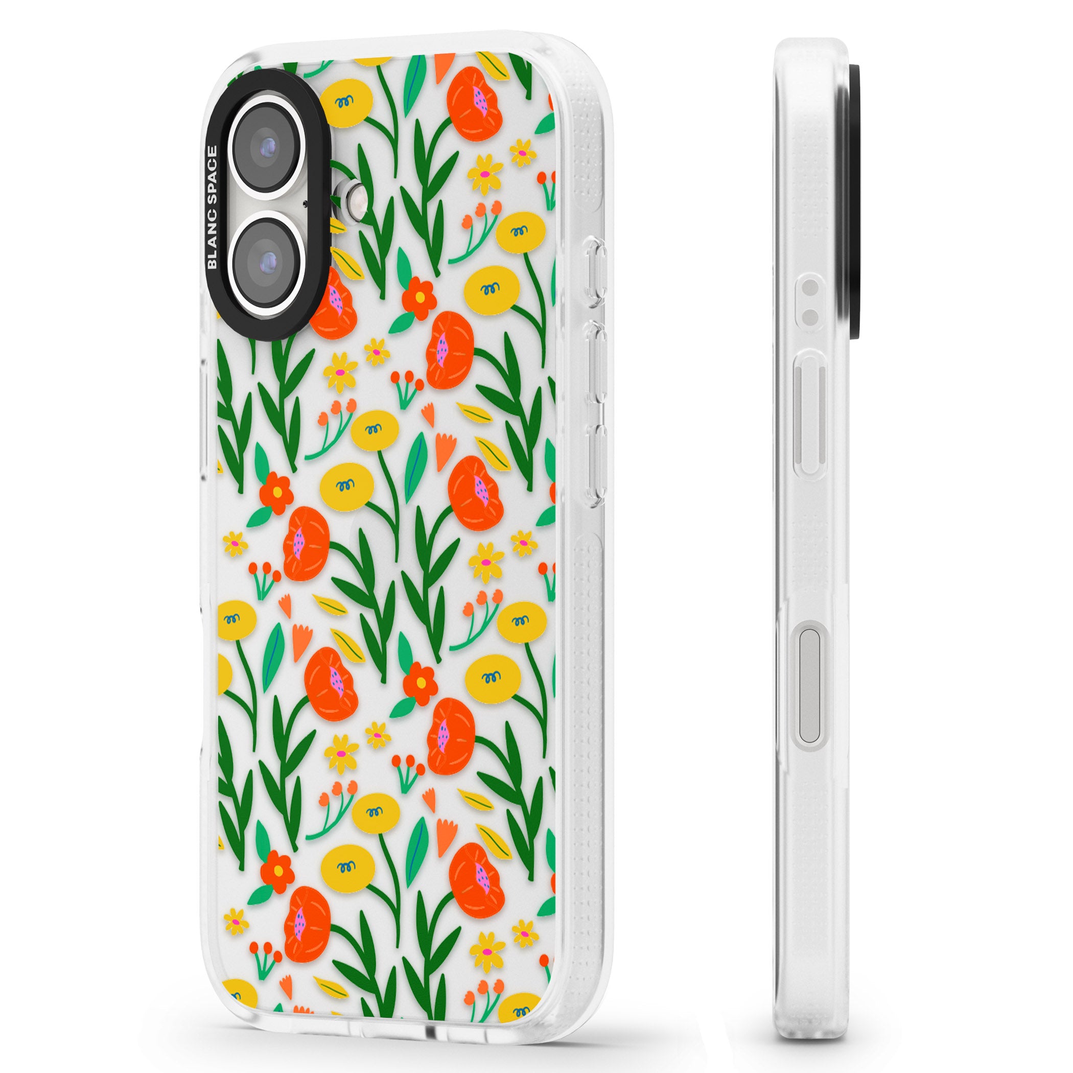 Summer Flower Fiesta iPhone 16 / 16 Plus Clear Case Impact Air - Blanc Space