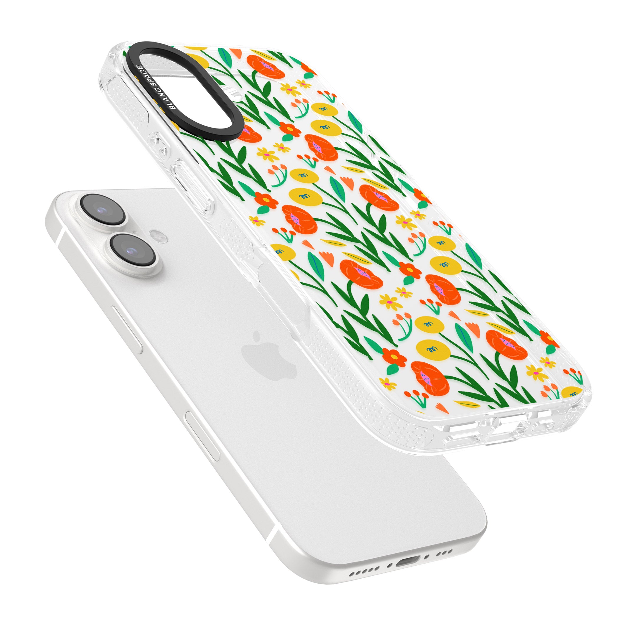 Summer Flower Fiesta iPhone 16 / 16 Plus Clear Case Impact Air - Blanc Space