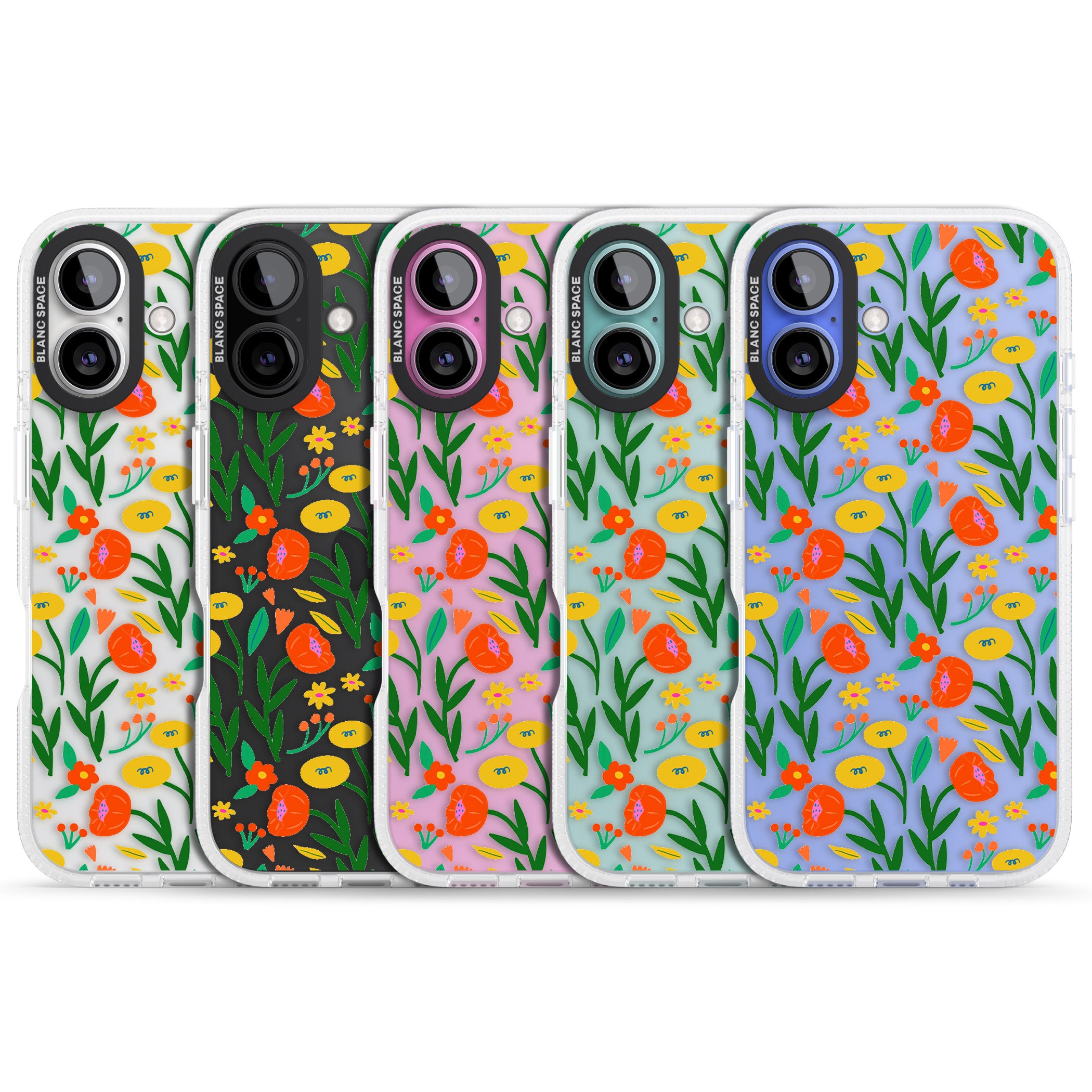 Summer Flower Fiesta iPhone 16 / 16 Plus Clear Case Impact Air - Blanc Space