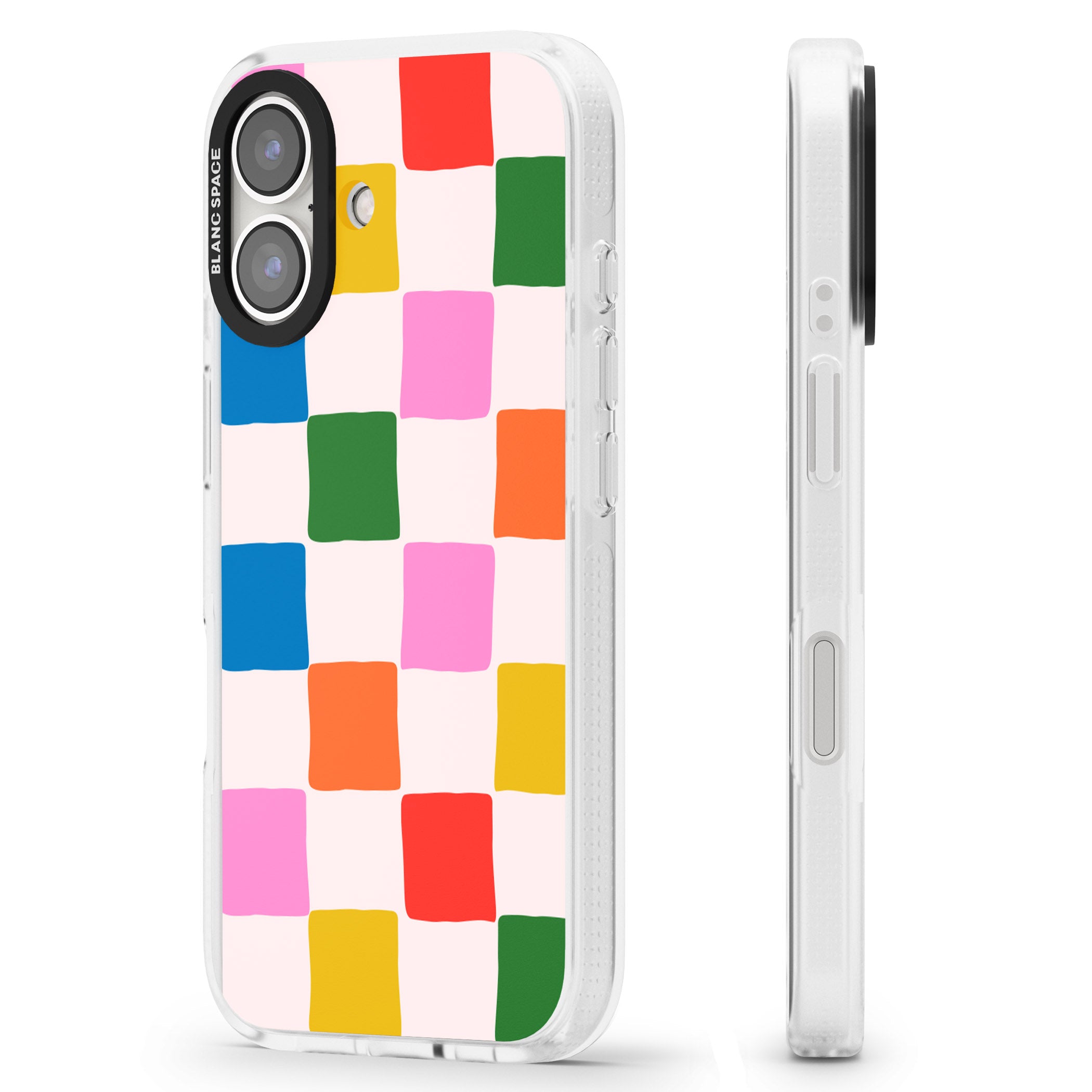 Colour Checked iPhone 16 / 16 Plus Clear Case Impact Air - Blanc Space