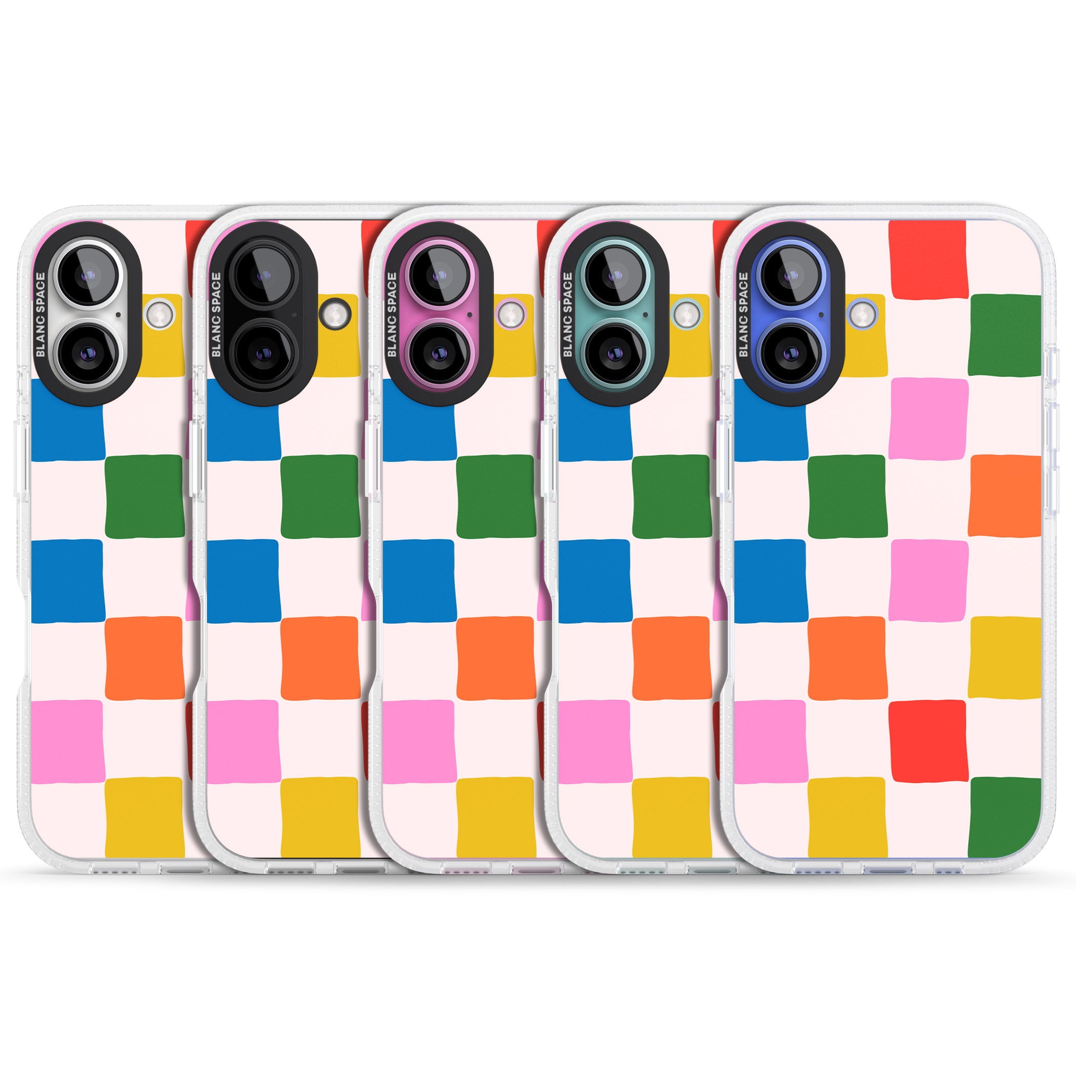 Colour Checked iPhone 16 / 16 Plus Clear Case Impact Air - Blanc Space