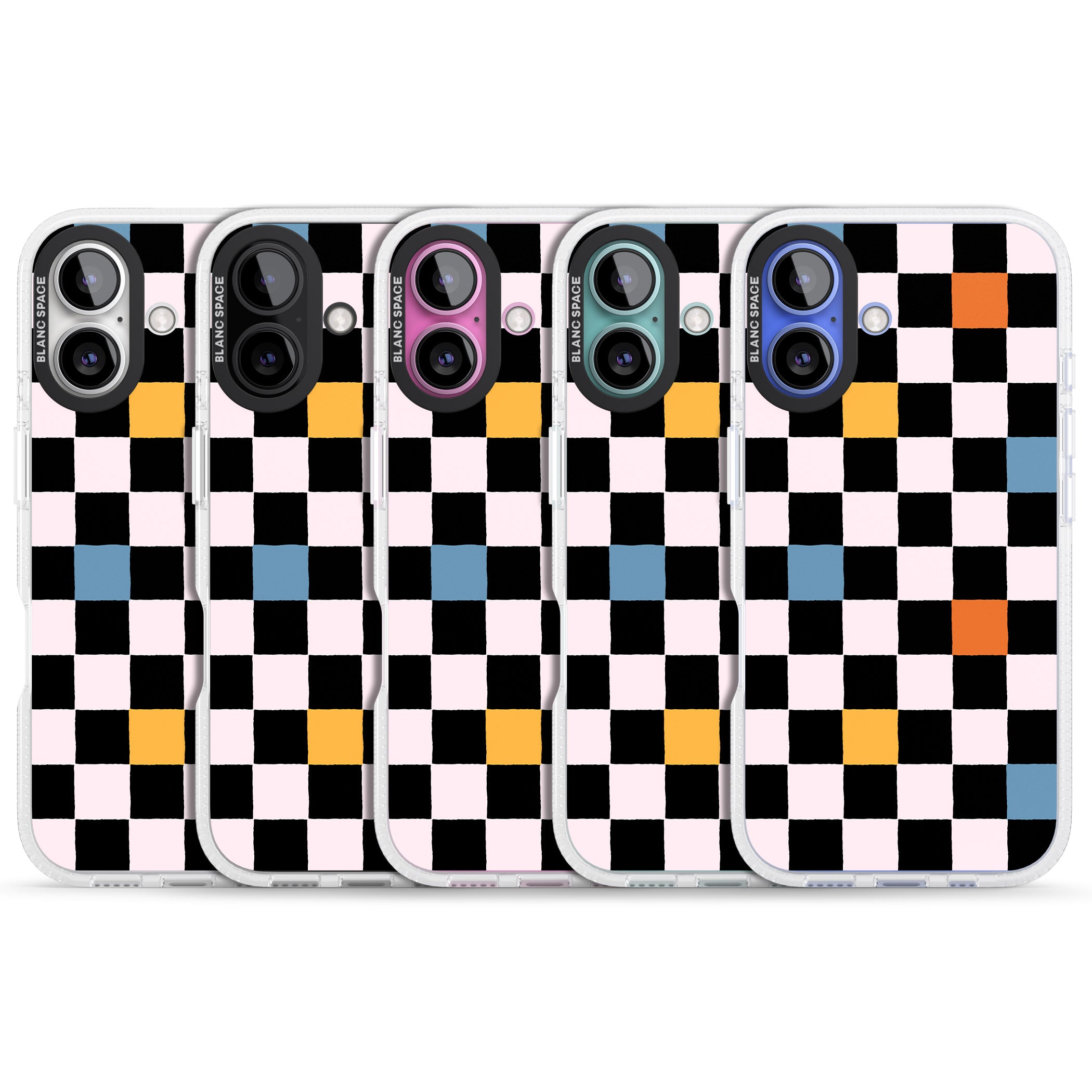 Vibrant Retro Checkered iPhone 16 / 16 Plus Clear Case Impact Air - Blanc Space