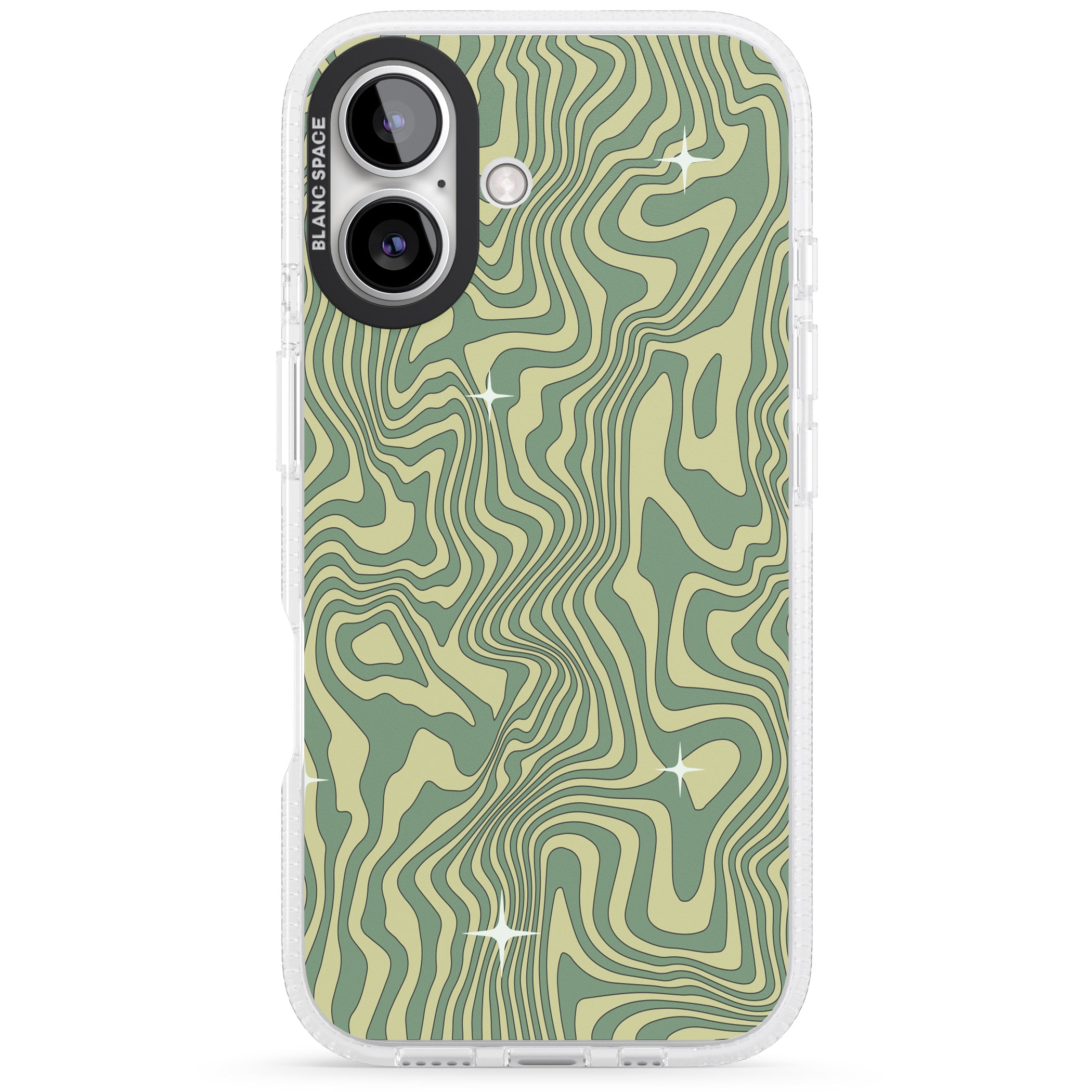 Green Abstract Wave iPhone 16 / 16 Plus Clear Case Impact Air - Blanc Space