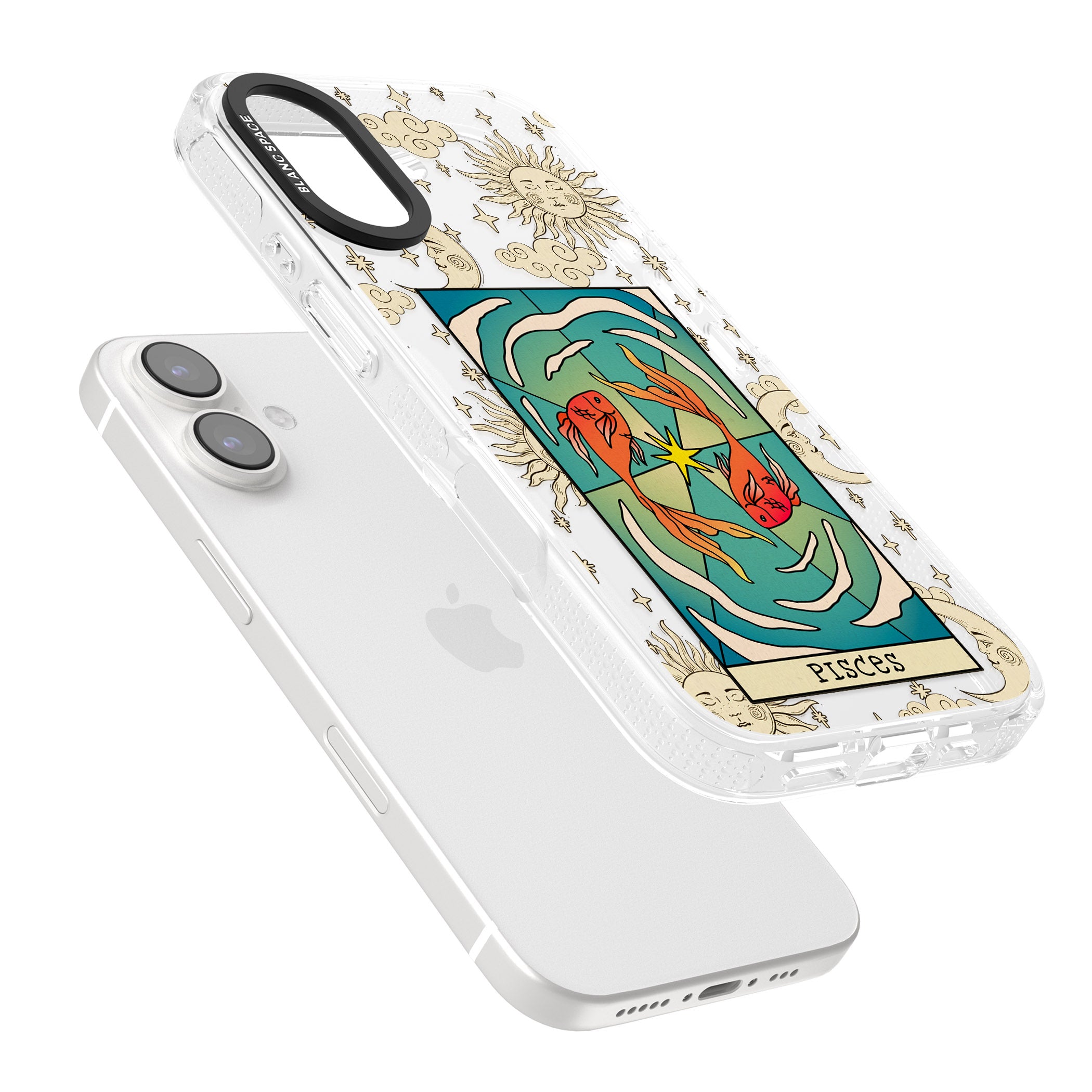 Celestial Zodiac - Pisces iPhone 16 / 16 Plus Clear Case Impact Air - Blanc Space