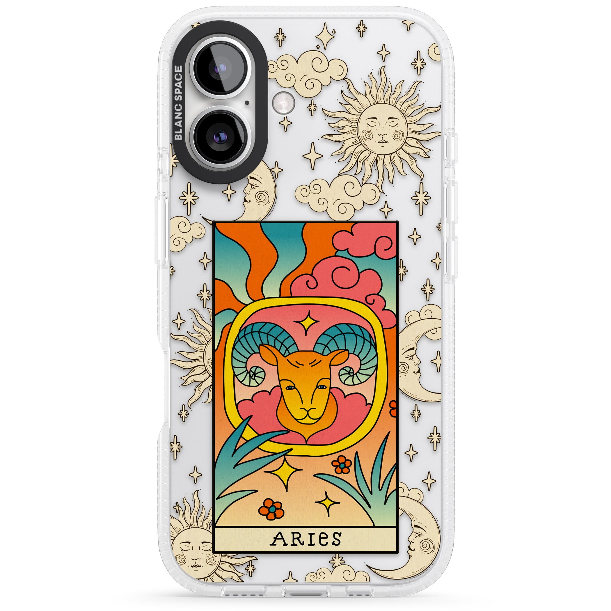 Celestial Zodiac - Aries iPhone 16 / 16 Plus Clear Case Impact Air - Blanc Space