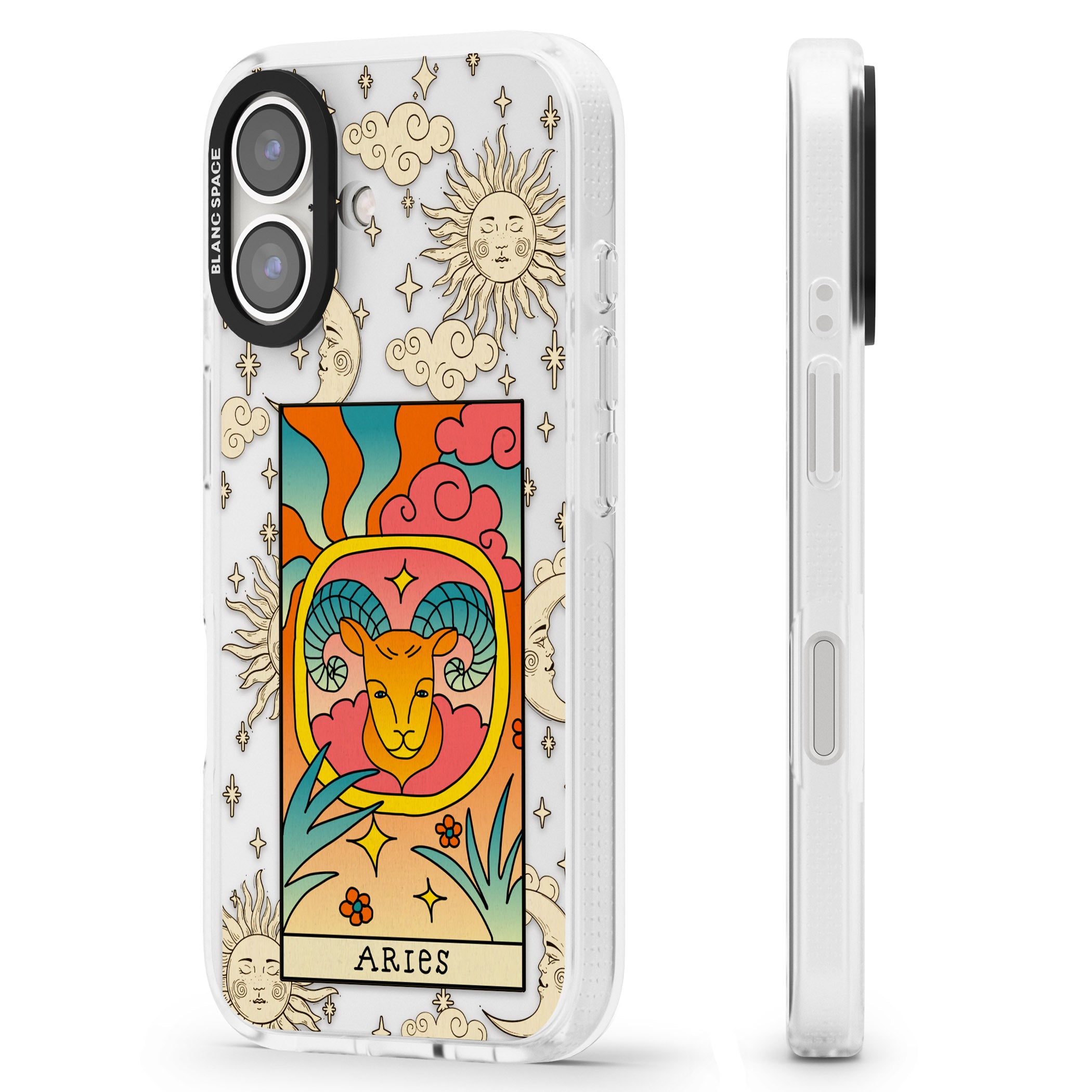 Celestial Zodiac - Aries iPhone 16 / 16 Plus Clear Case Impact Air - Blanc Space