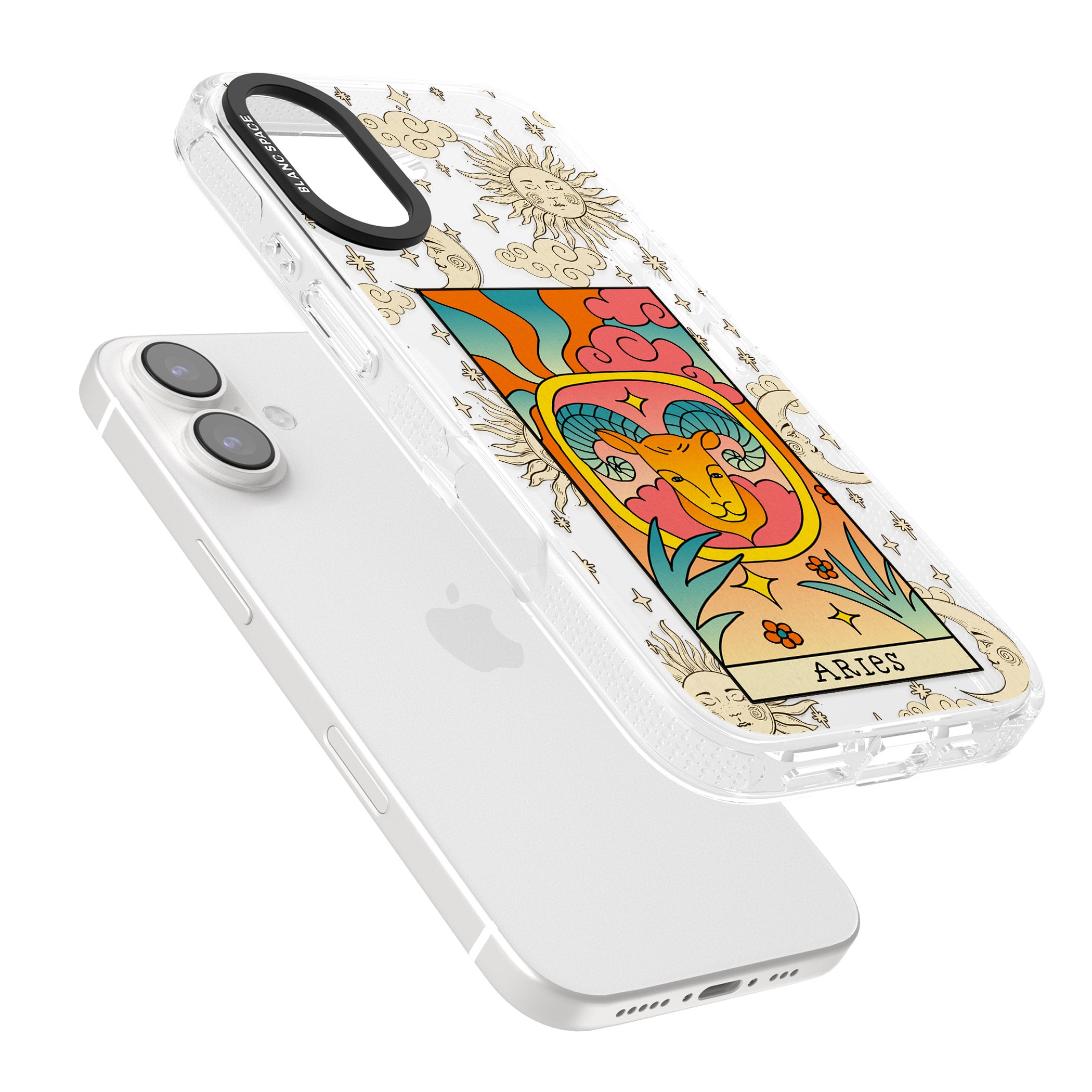 Celestial Zodiac - Aries iPhone 16 / 16 Plus Clear Case Impact Air - Blanc Space