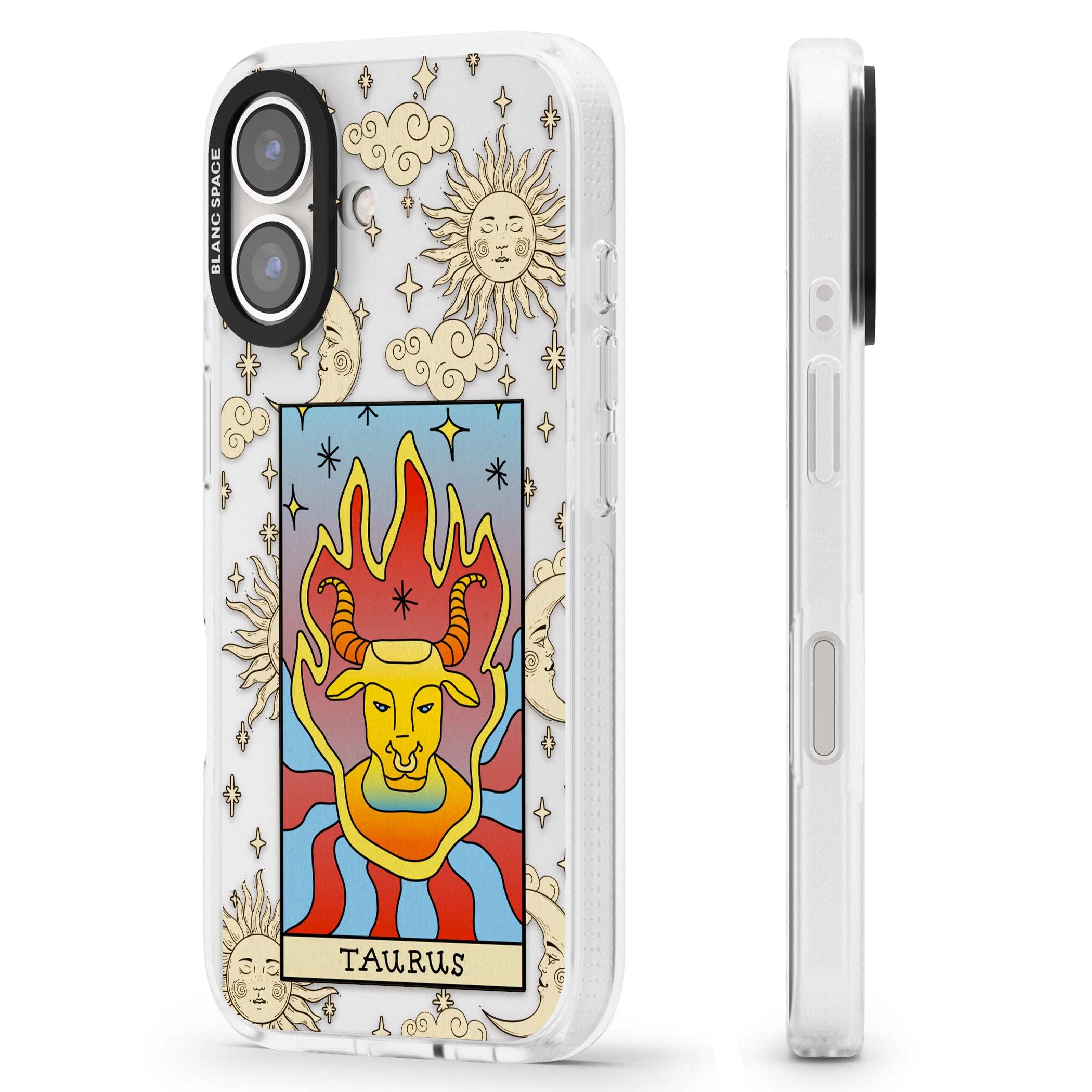 Celestial Zodiac - Taurus iPhone 16 / 16 Plus Clear Case Impact Air - Blanc Space