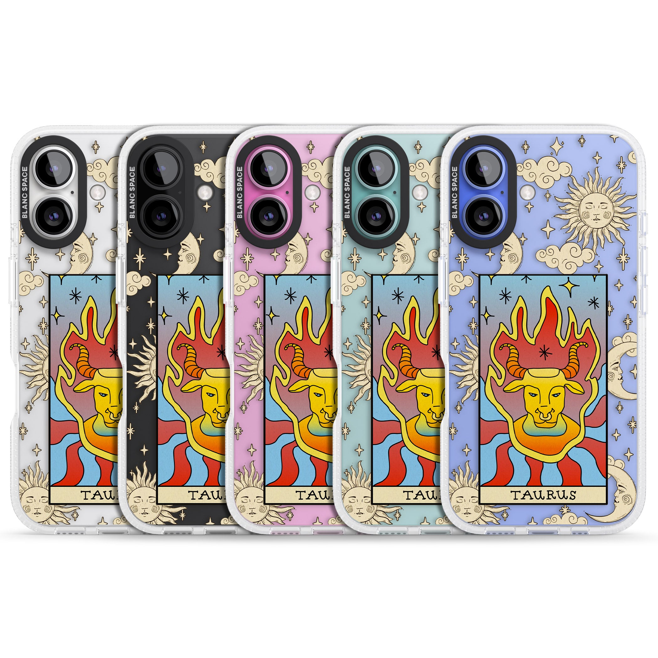 Celestial Zodiac - Taurus iPhone 16 / 16 Plus Clear Case Impact Air - Blanc Space
