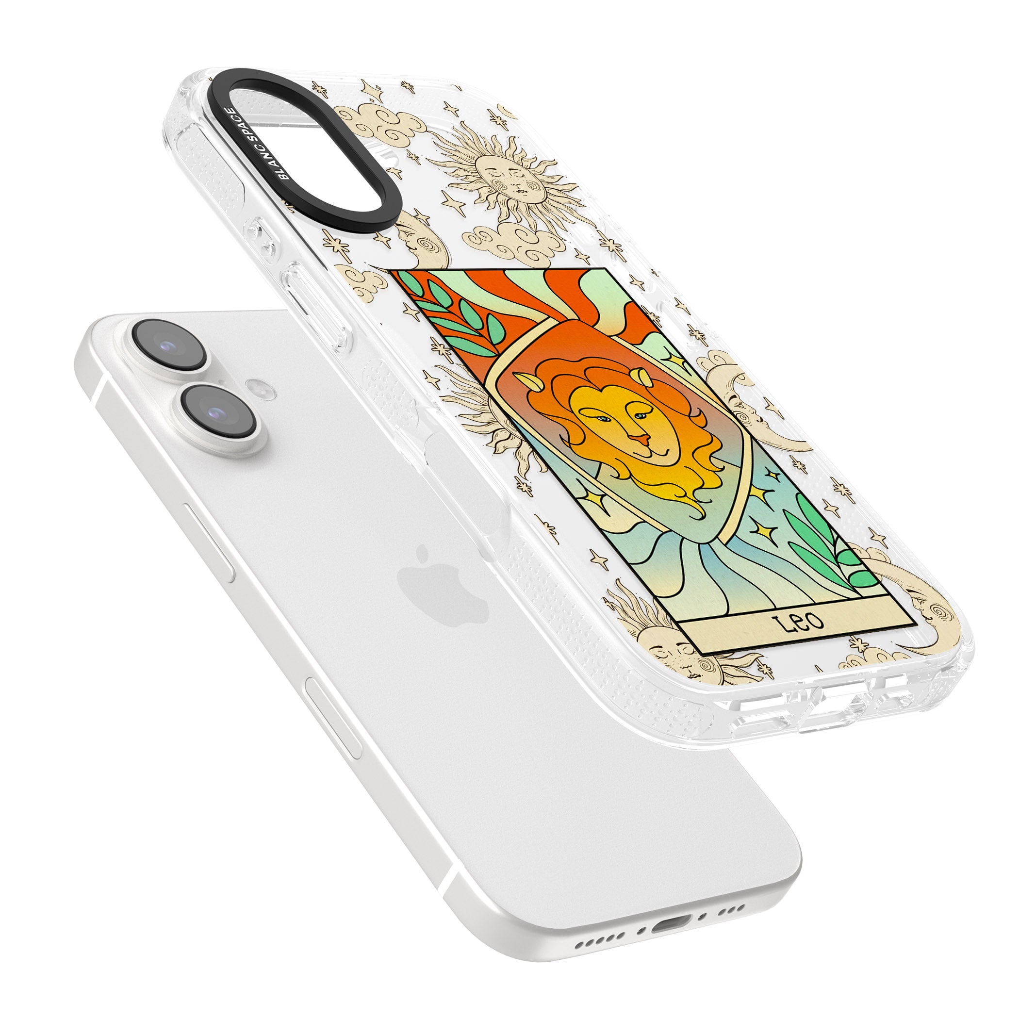 Celestial Zodiac - Leo iPhone 16 / 16 Plus Clear Case Impact Air - Blanc Space