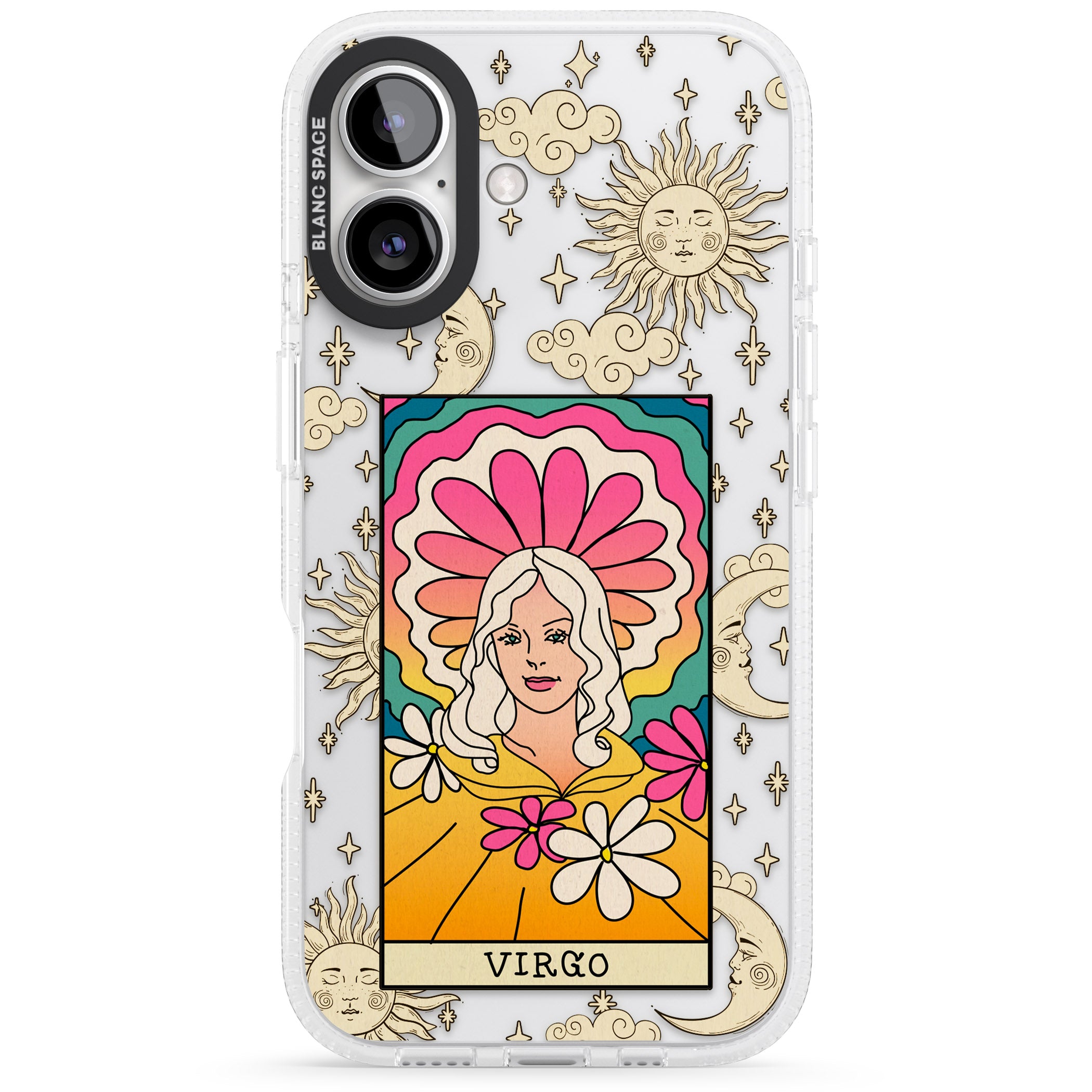 Celestial Zodiac - Virgo iPhone 16 / 16 Plus Clear Case Impact Air - Blanc Space
