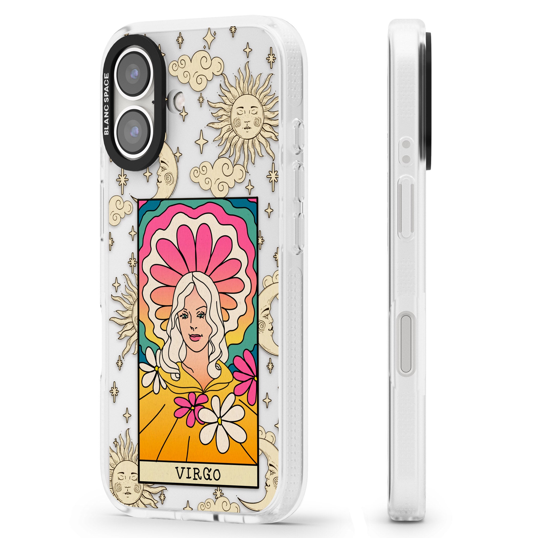 Celestial Zodiac - Virgo iPhone 16 / 16 Plus Clear Case Impact Air - Blanc Space