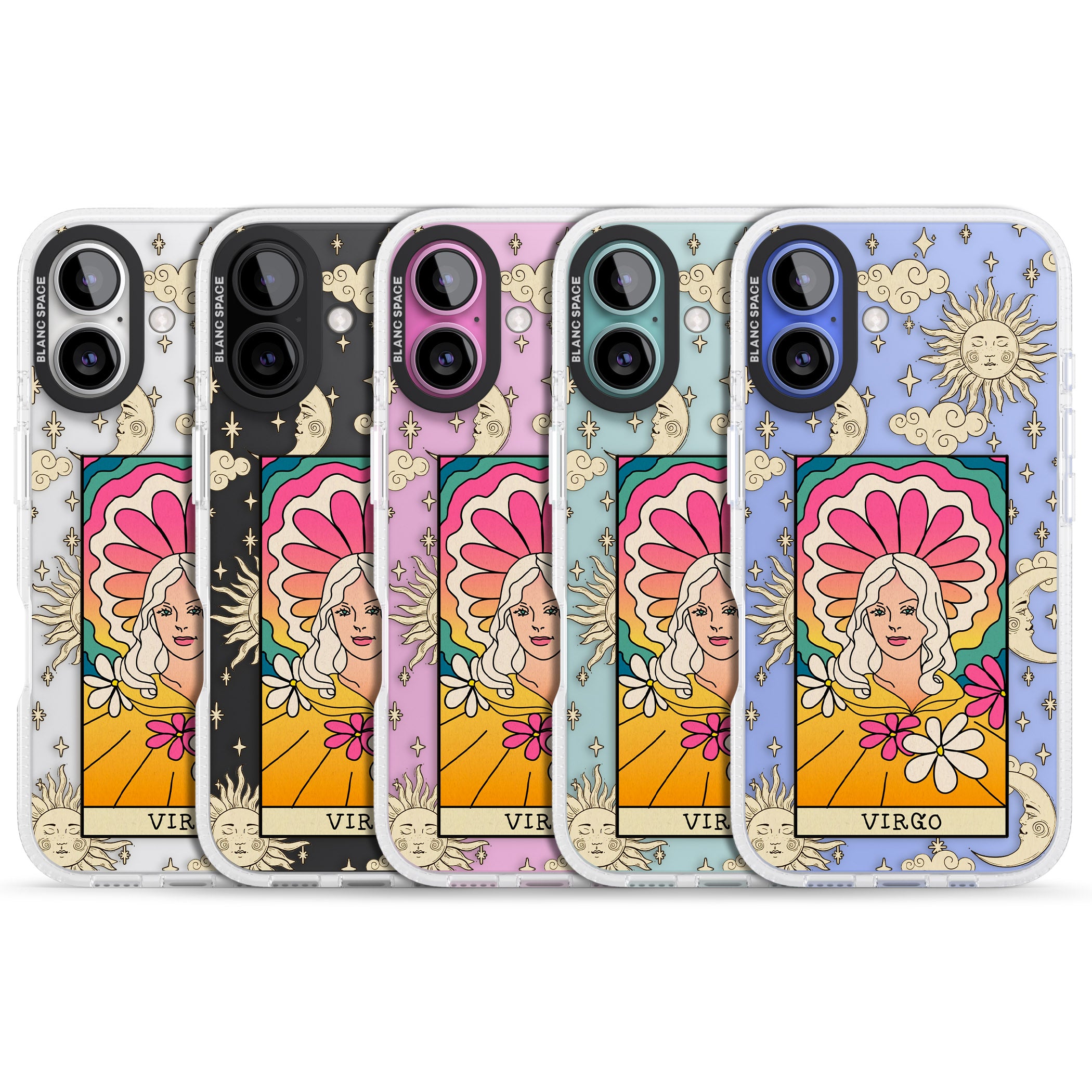 Celestial Zodiac - Virgo iPhone 16 / 16 Plus Clear Case Impact Air - Blanc Space
