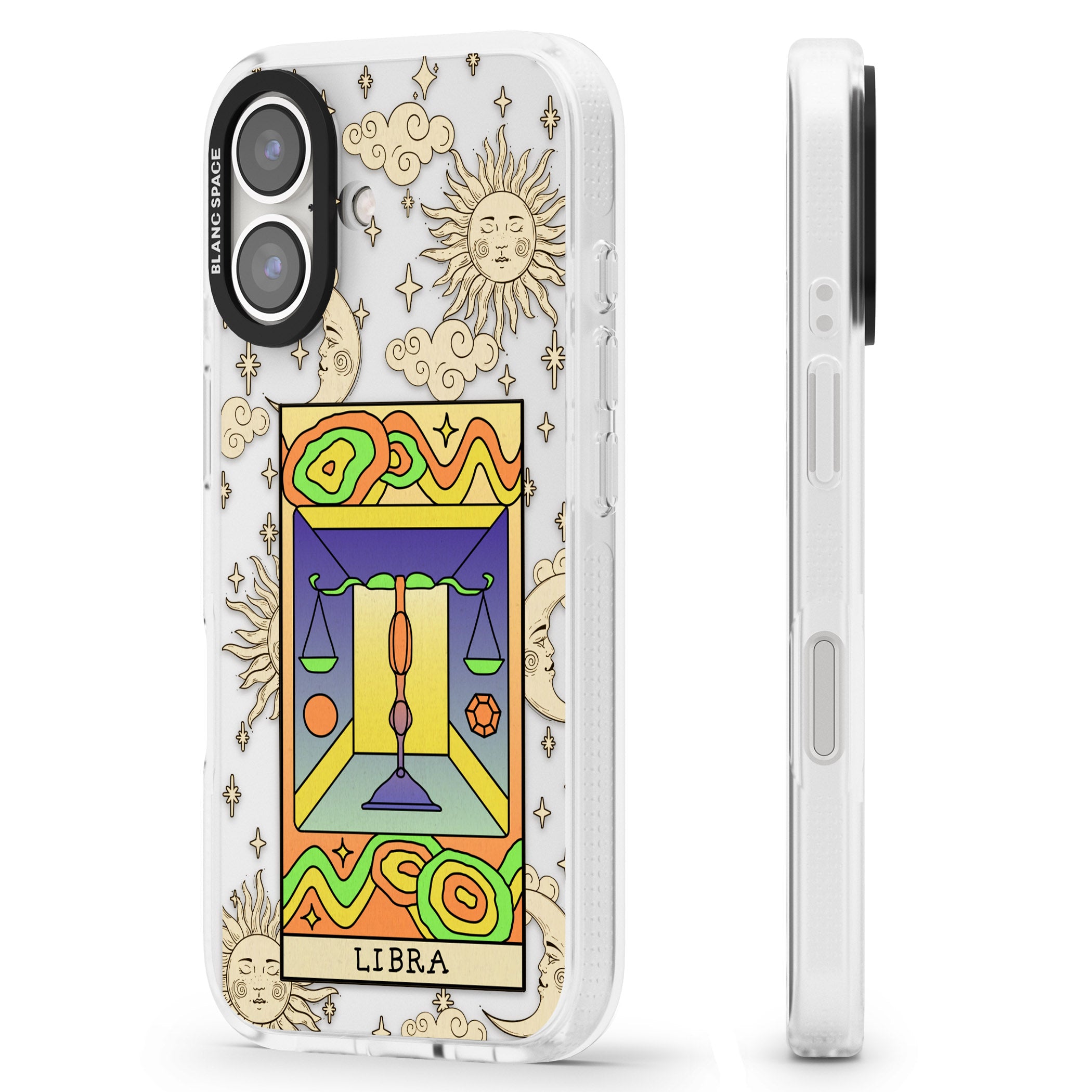 Celestial Zodiac - Libra iPhone 16 / 16 Plus Clear Case Impact Air - Blanc Space