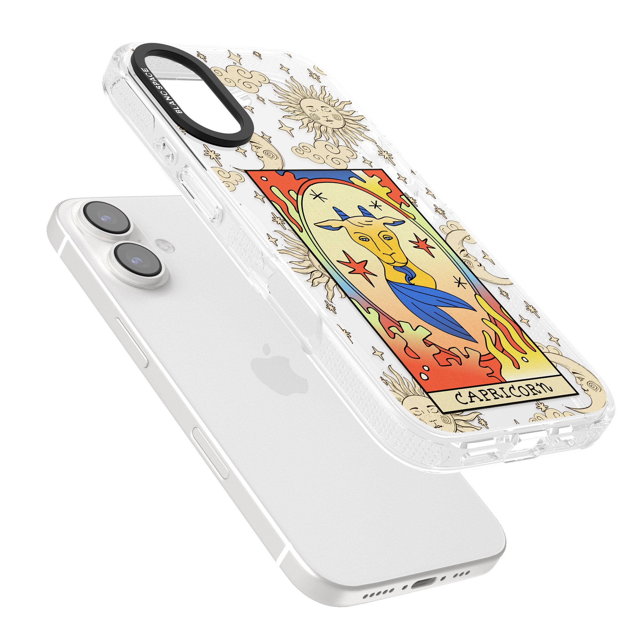 Celestial Zodiac - Capricorn iPhone 16 / 16 Plus Clear Case Impact Air - Blanc Space