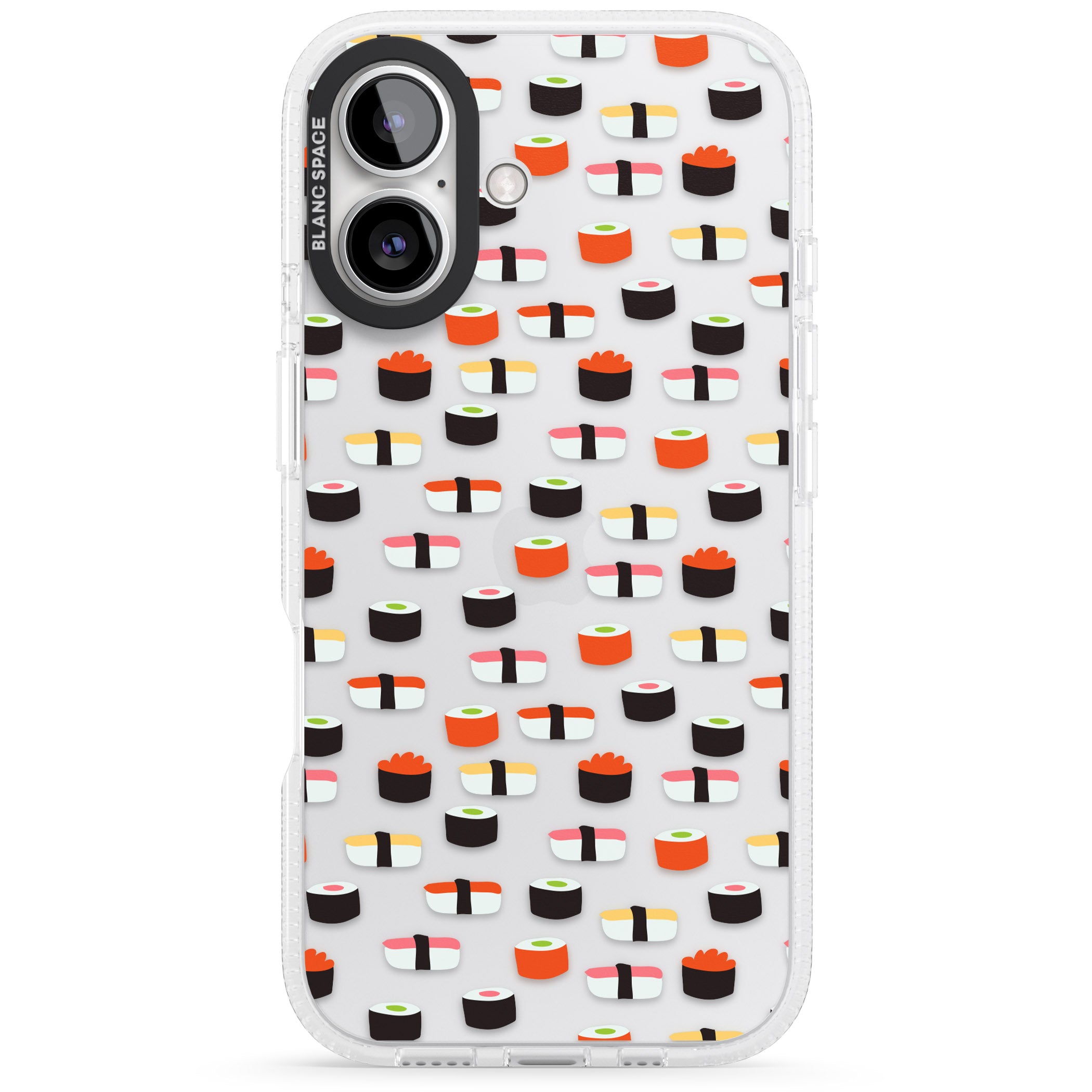 Minimalist Sushi Pattern iPhone 16 / 16 Plus Clear Case Impact Air - Blanc Space