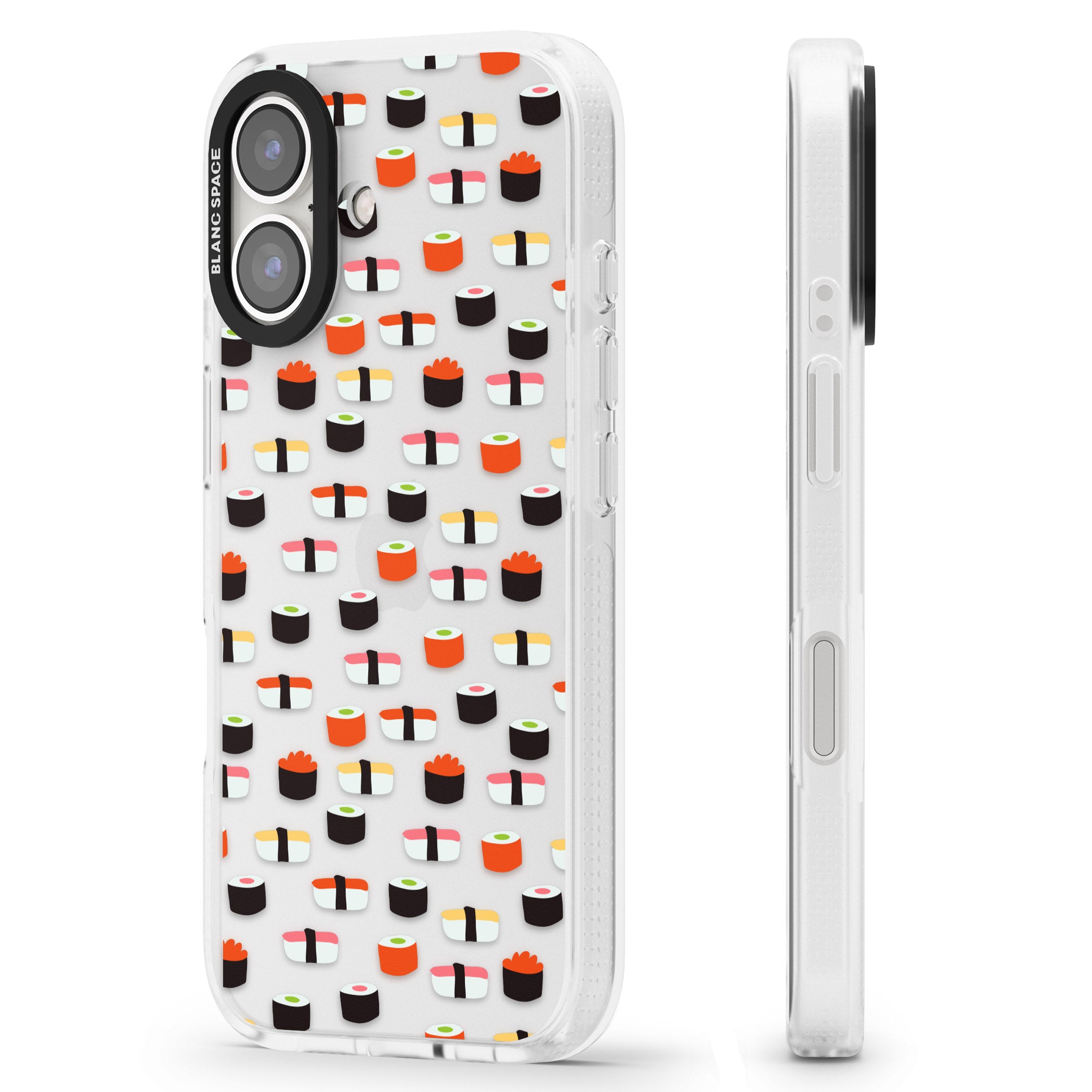 Minimalist Sushi Pattern iPhone 16 / 16 Plus Clear Case Impact Air - Blanc Space