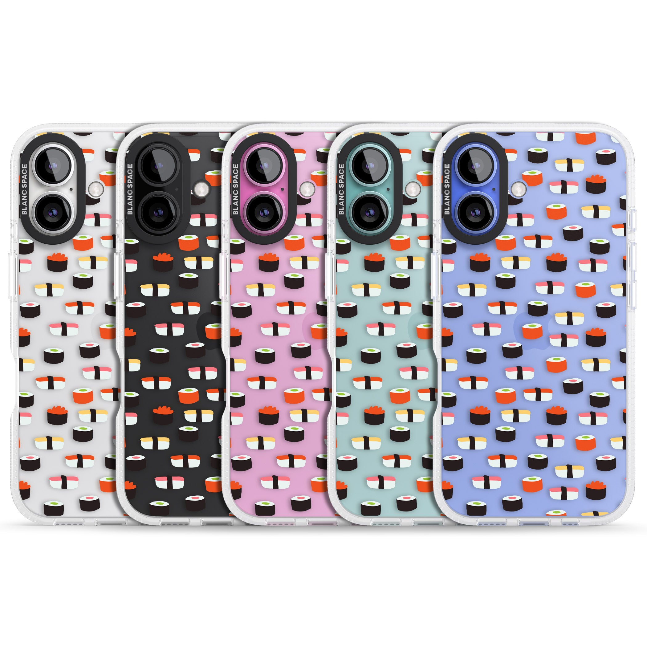 Minimalist Sushi Pattern iPhone 16 / 16 Plus Clear Case Impact Air - Blanc Space