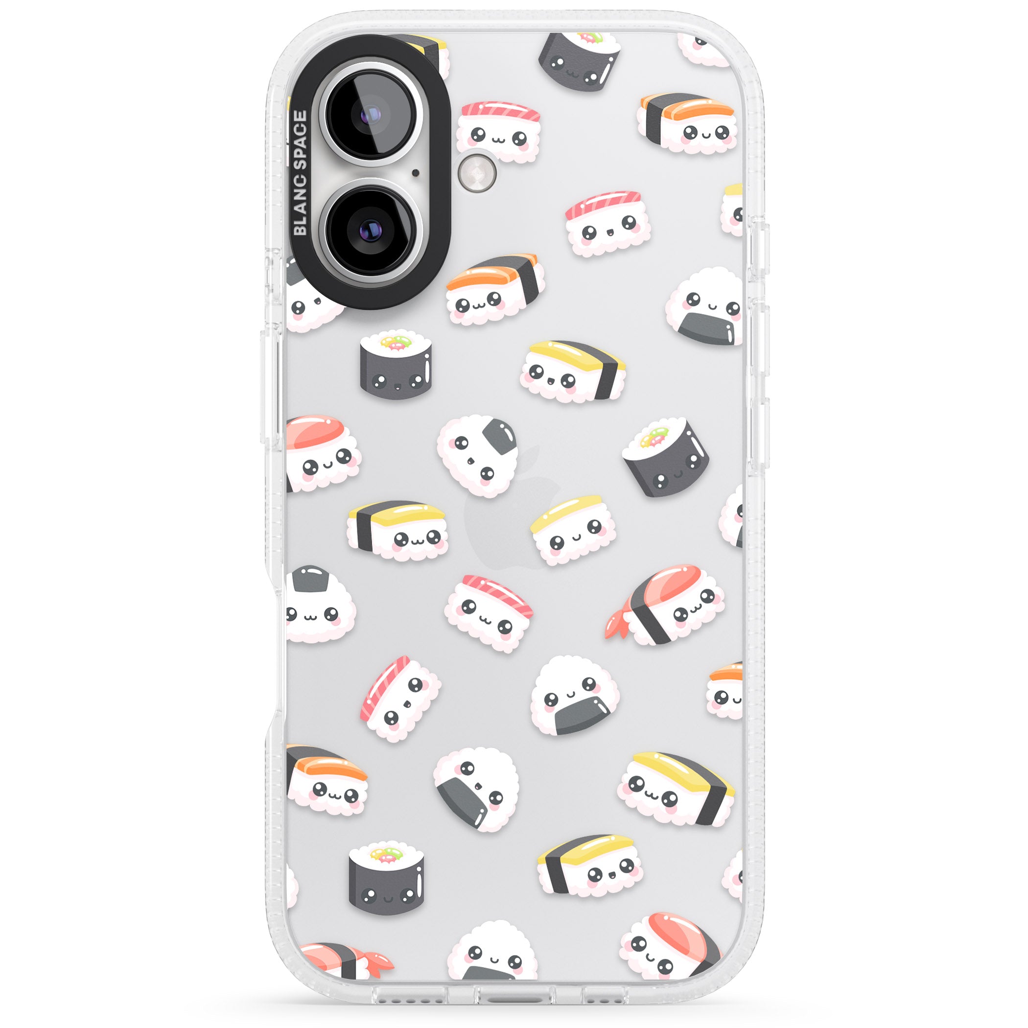 Kawaii Sushi & Rice iPhone 16 / 16 Plus Clear Case Impact Air - Blanc Space