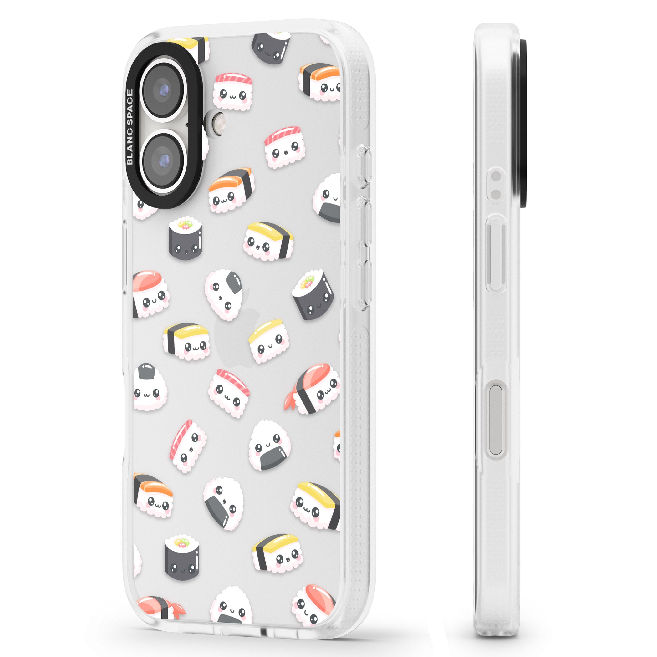 Kawaii Sushi & Rice iPhone 16 / 16 Plus Clear Case Impact Air - Blanc Space