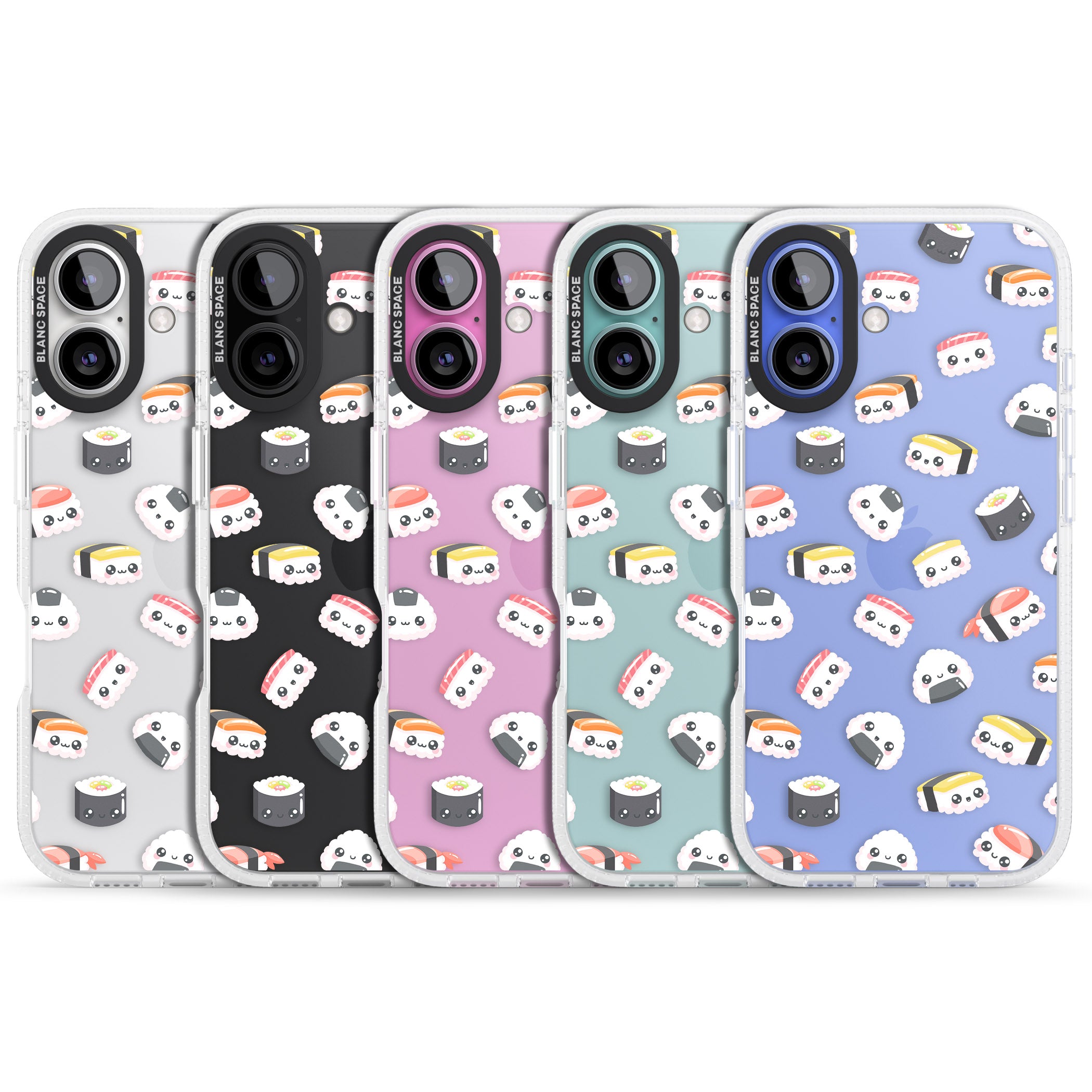 Kawaii Sushi & Rice iPhone 16 / 16 Plus Clear Case Impact Air - Blanc Space