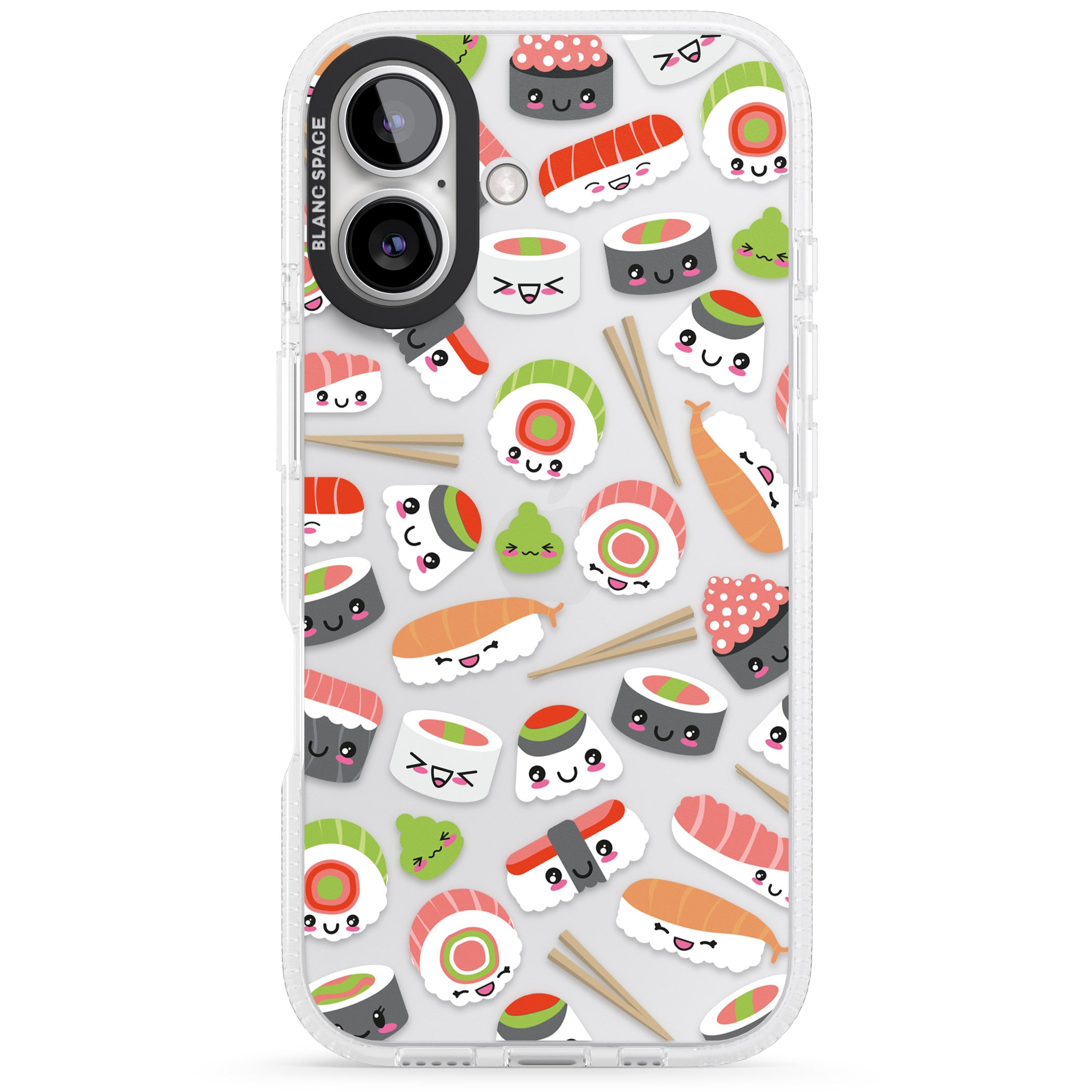 Kawaii Sushi Mix iPhone 16 / 16 Plus Clear Case Impact Air - Blanc Space