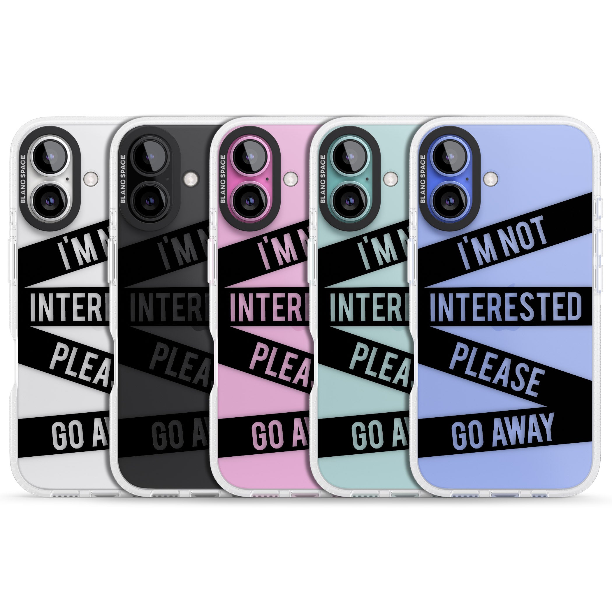 Black Stripes I'm Not Interested iPhone 16 / 16 Plus Clear Case Impact Air - Blanc Space