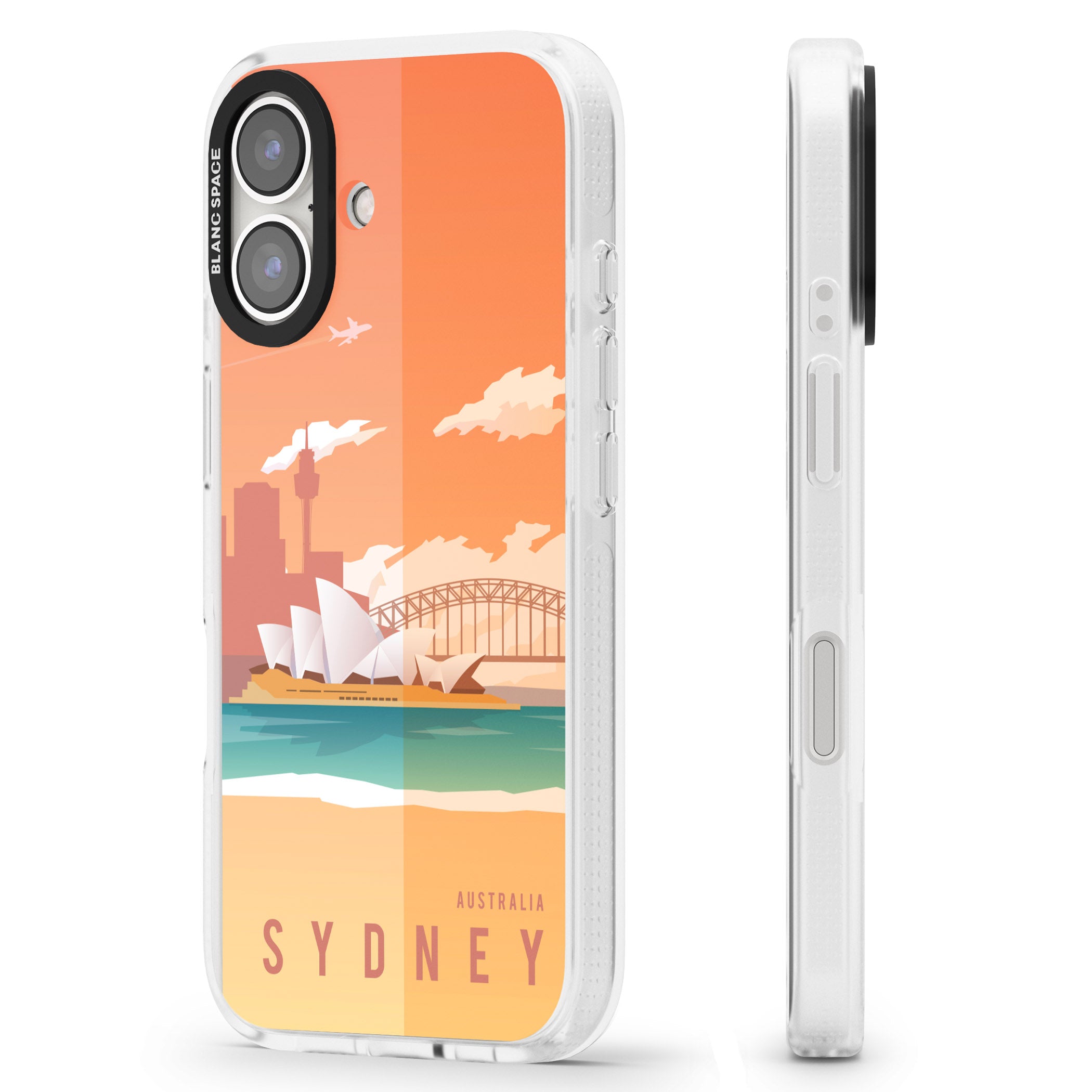 Vintage Travel Poster Sydney iPhone 16 / 16 Plus Clear Case Impact Air - Blanc Space