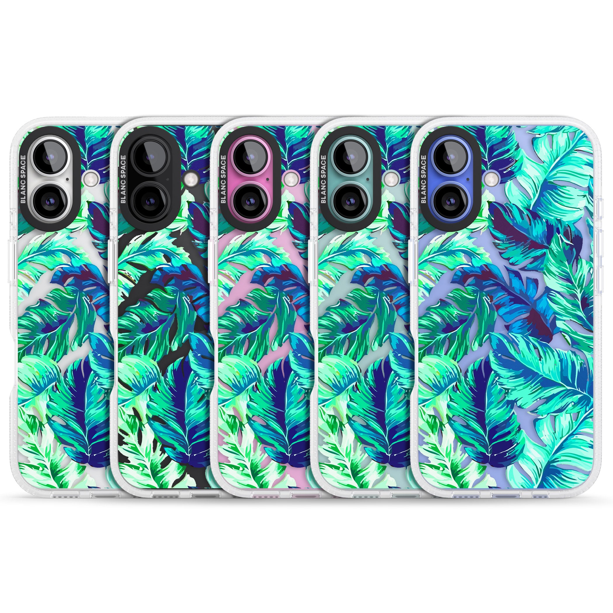 Tropical Palms iPhone 16 / 16 Plus Clear Case Impact Air - Blanc Space