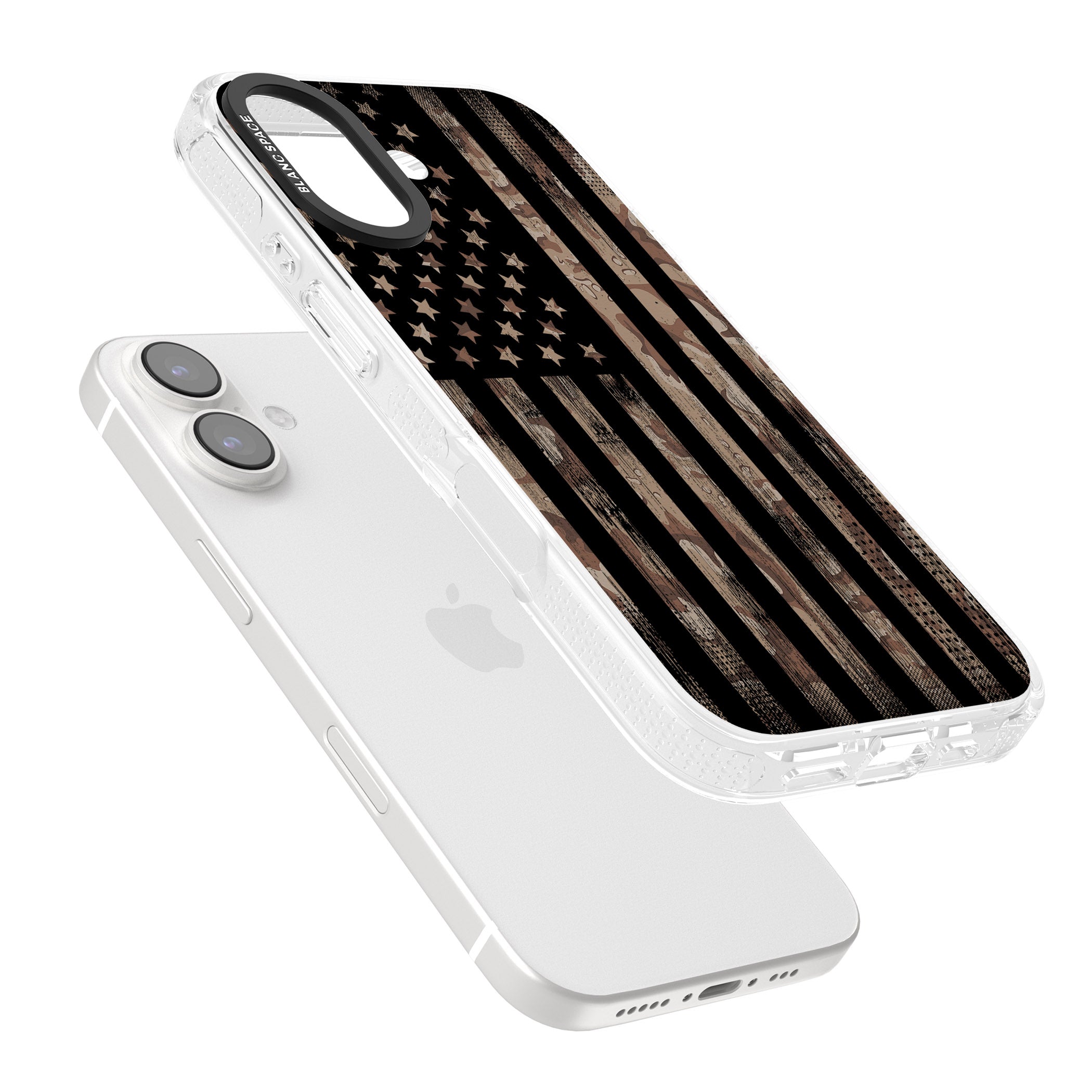 American Flag Camo iPhone 16 / 16 Plus Clear Case Impact Air - Blanc Space
