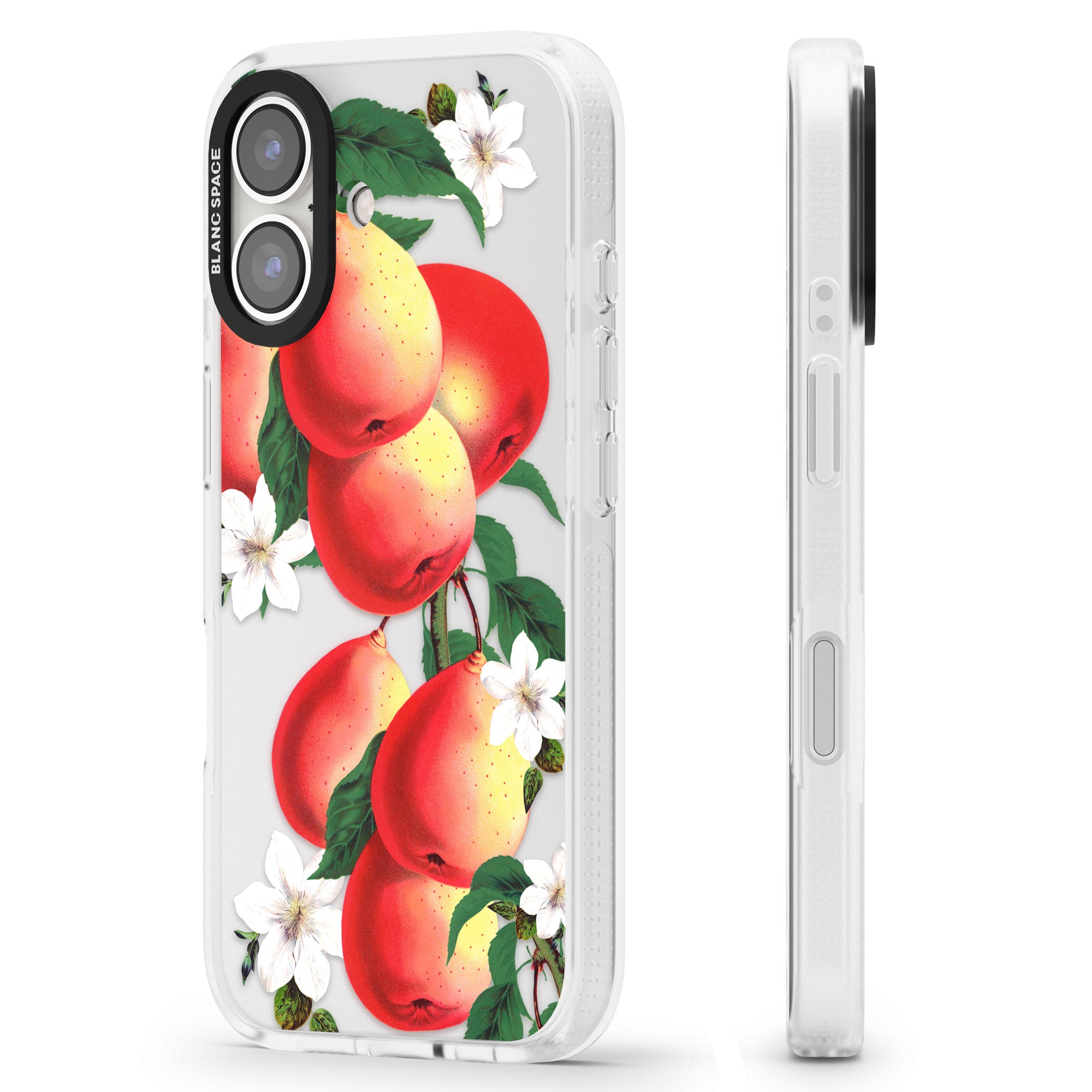 Vintage Painted Peaches iPhone 16 / 16 Plus Clear Case Impact Air - Blanc Space