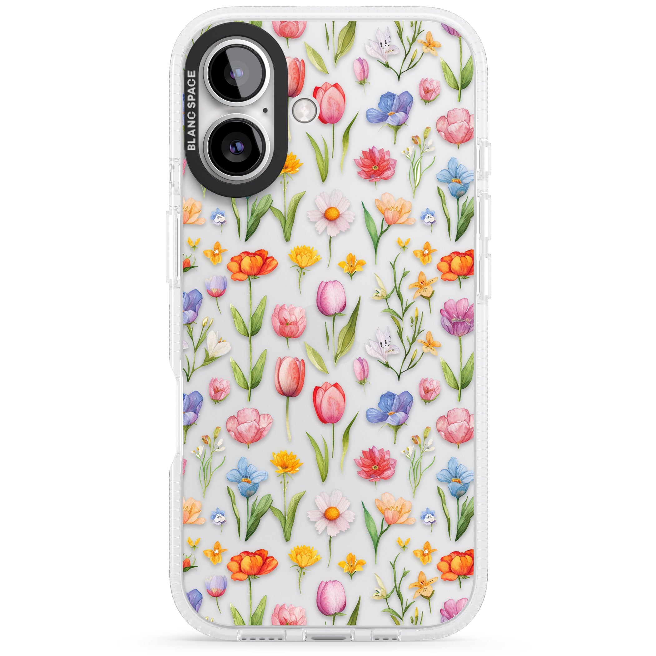 Small Flower Mix iPhone 16 / 16 Plus Clear Case Impact Air - Blanc Space