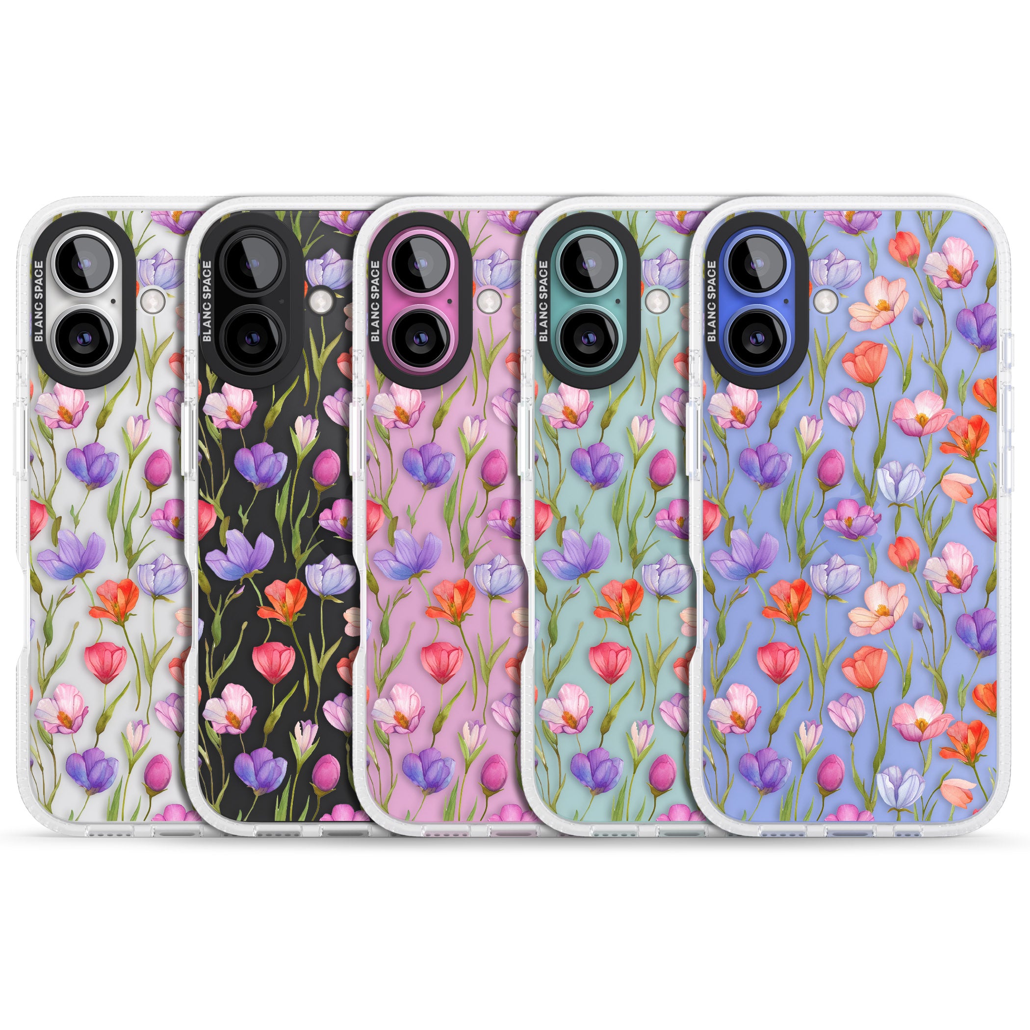 Red, Pink & Purple Flowers iPhone 16 / 16 Plus Clear Case Impact Air - Blanc Space