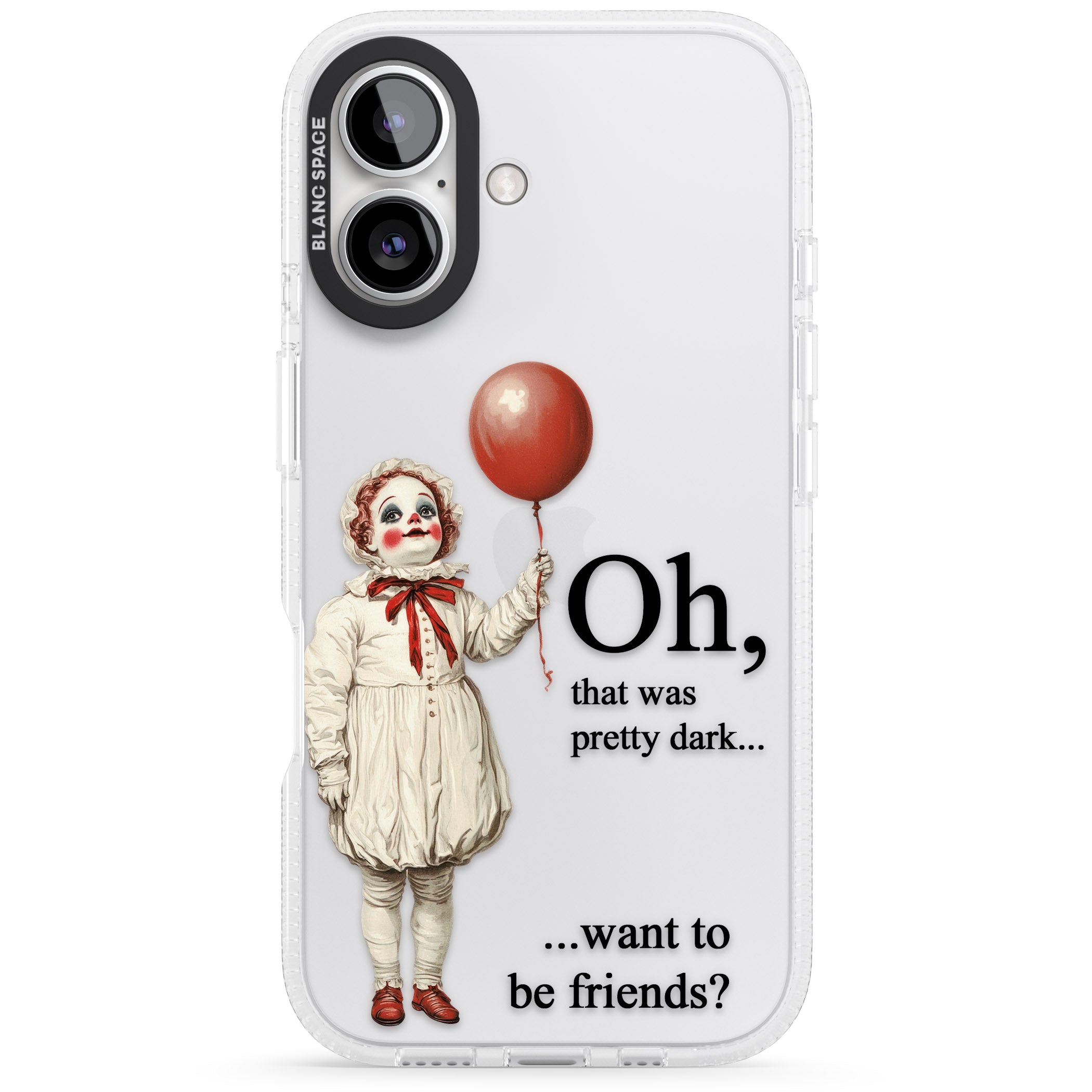 Want to be Friends? iPhone 16 / 16 Plus Clear Case Impact Air - Blanc Space