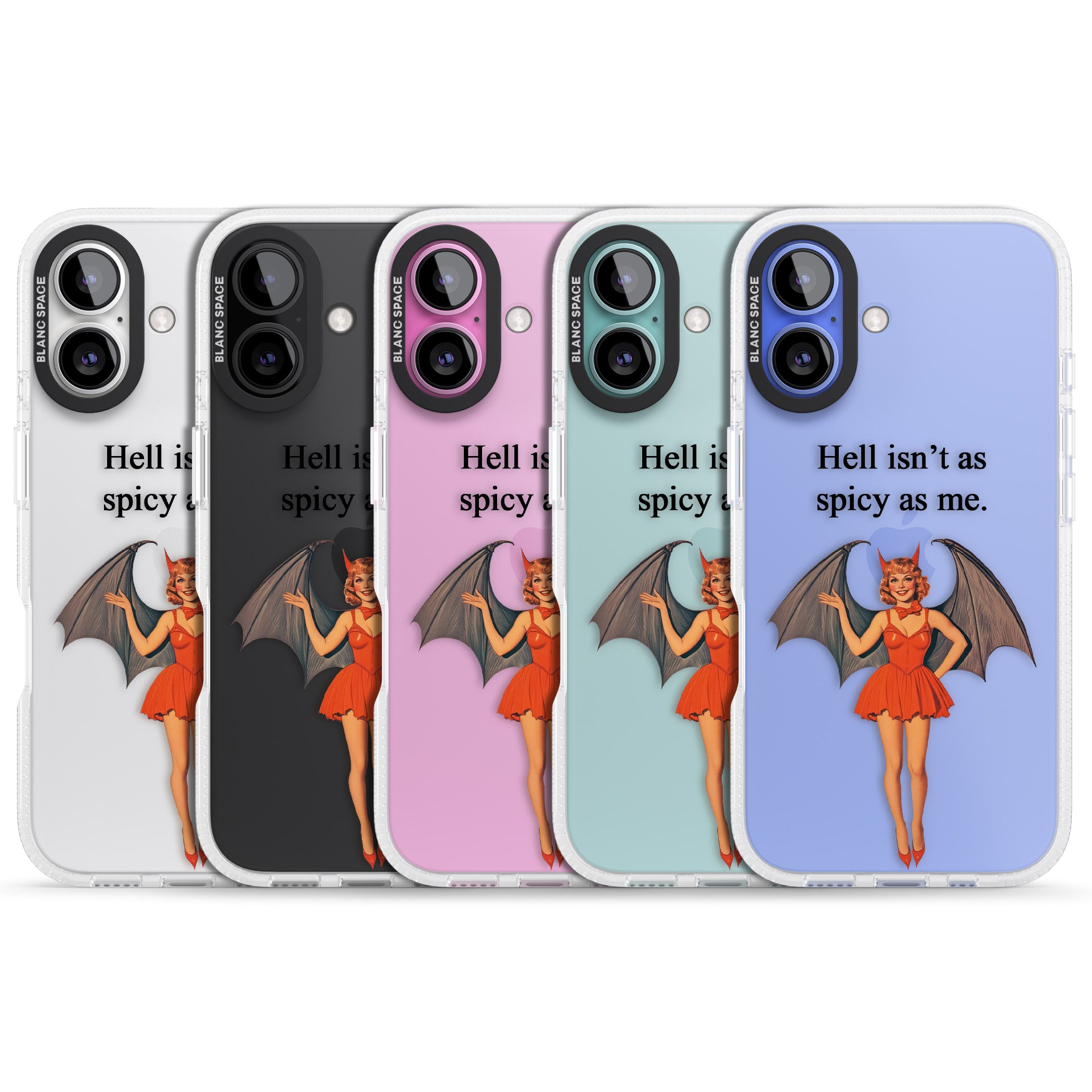 Hell Isn't As Spicy As Me iPhone 16 / 16 Plus Clear Case Impact Air - Blanc Space