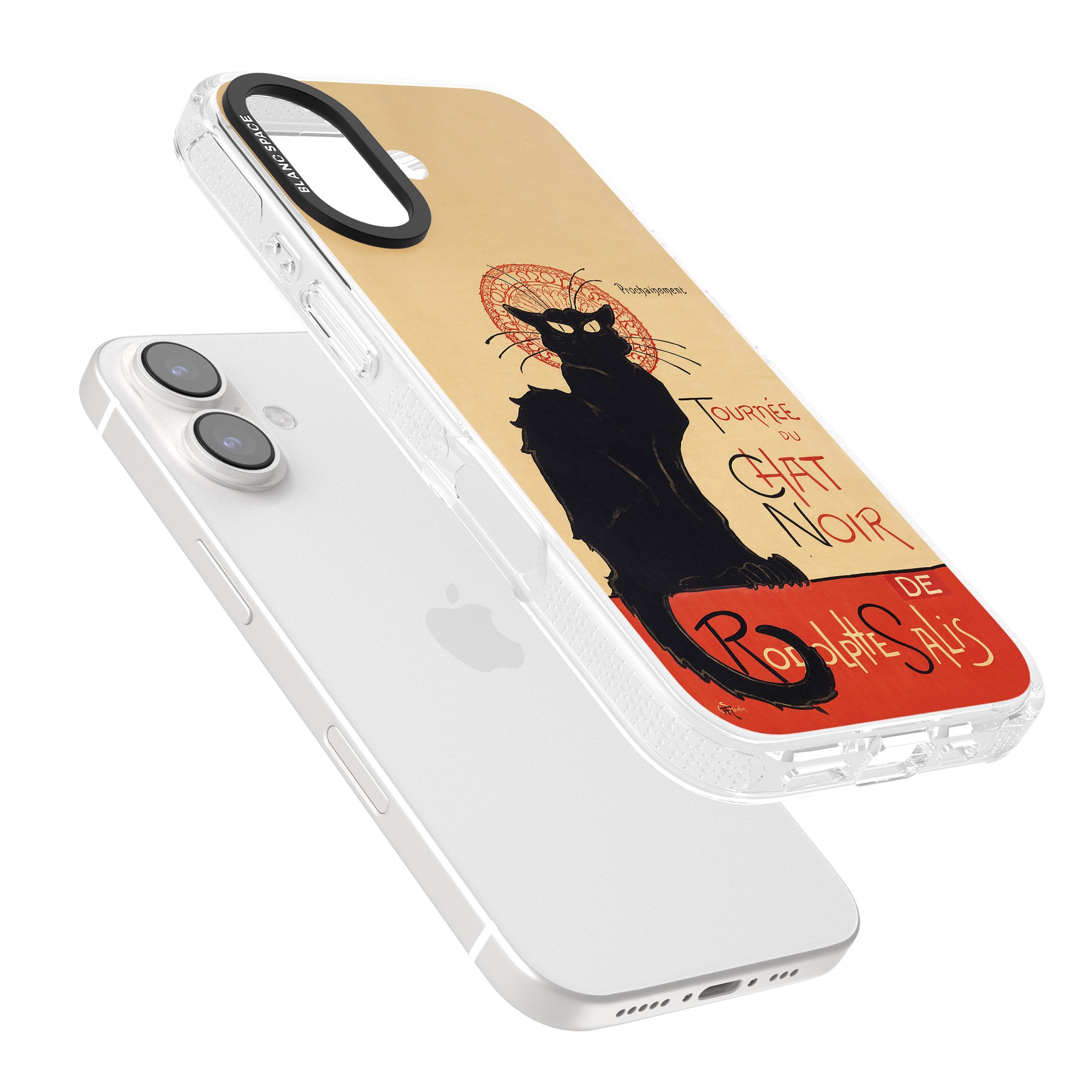 Tournee du Chat Noir Poster iPhone 16 / 16 Plus Clear Case Impact Air - Blanc Space