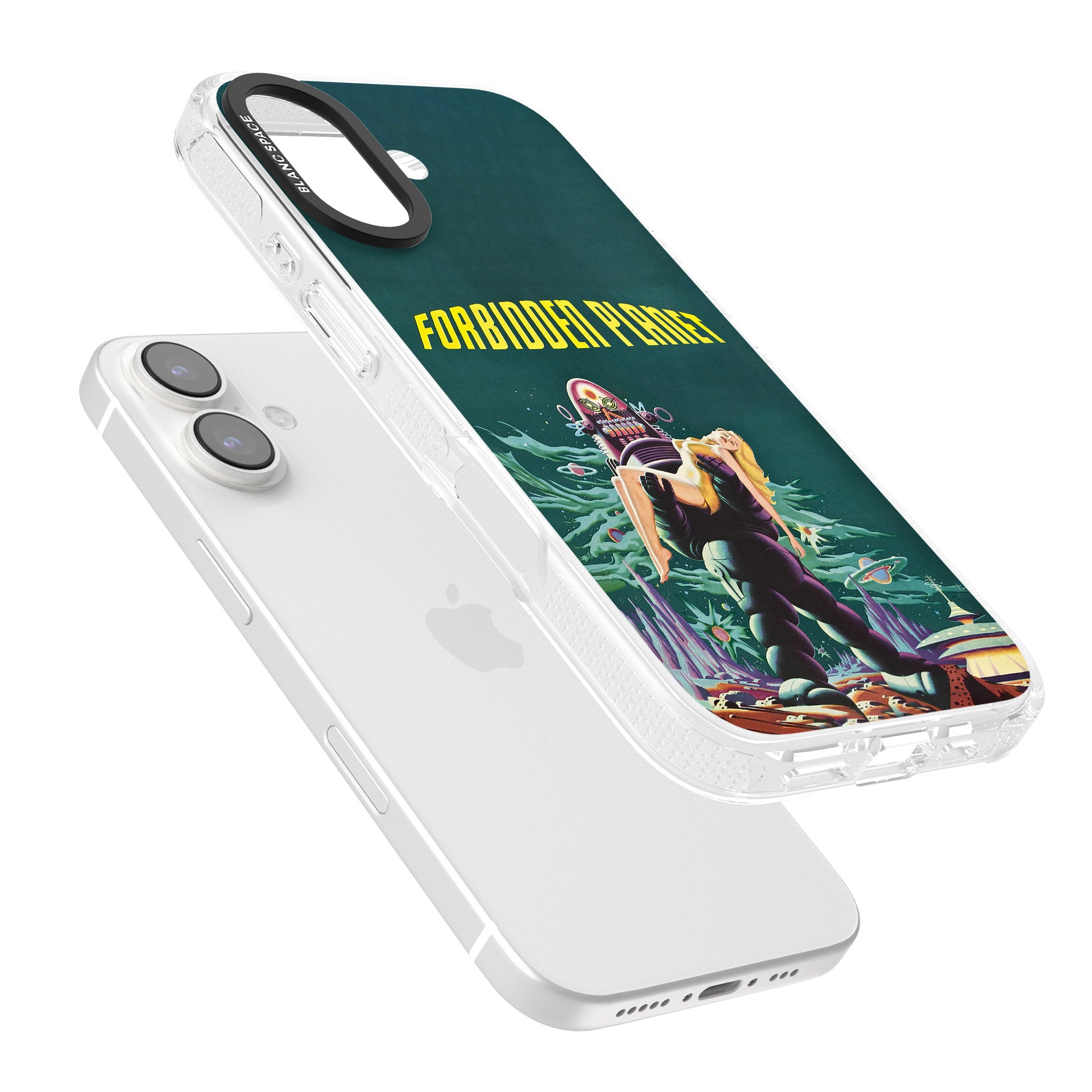 Forbidden Planet Poster iPhone 16 / 16 Plus Clear Case Impact Air - Blanc Space