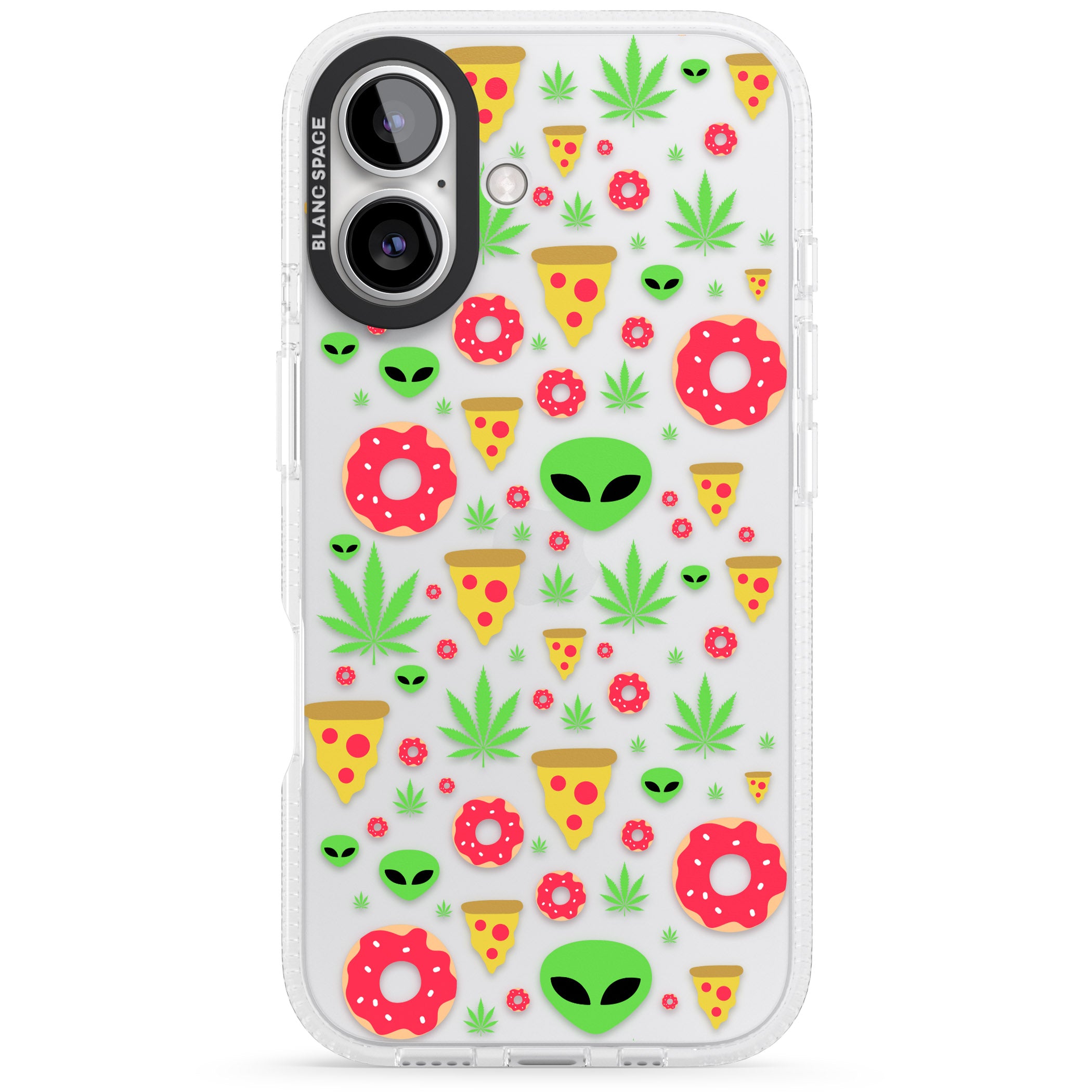 Martians & Munchies iPhone 16 / 16 Plus Clear Case Impact Air - Blanc Space