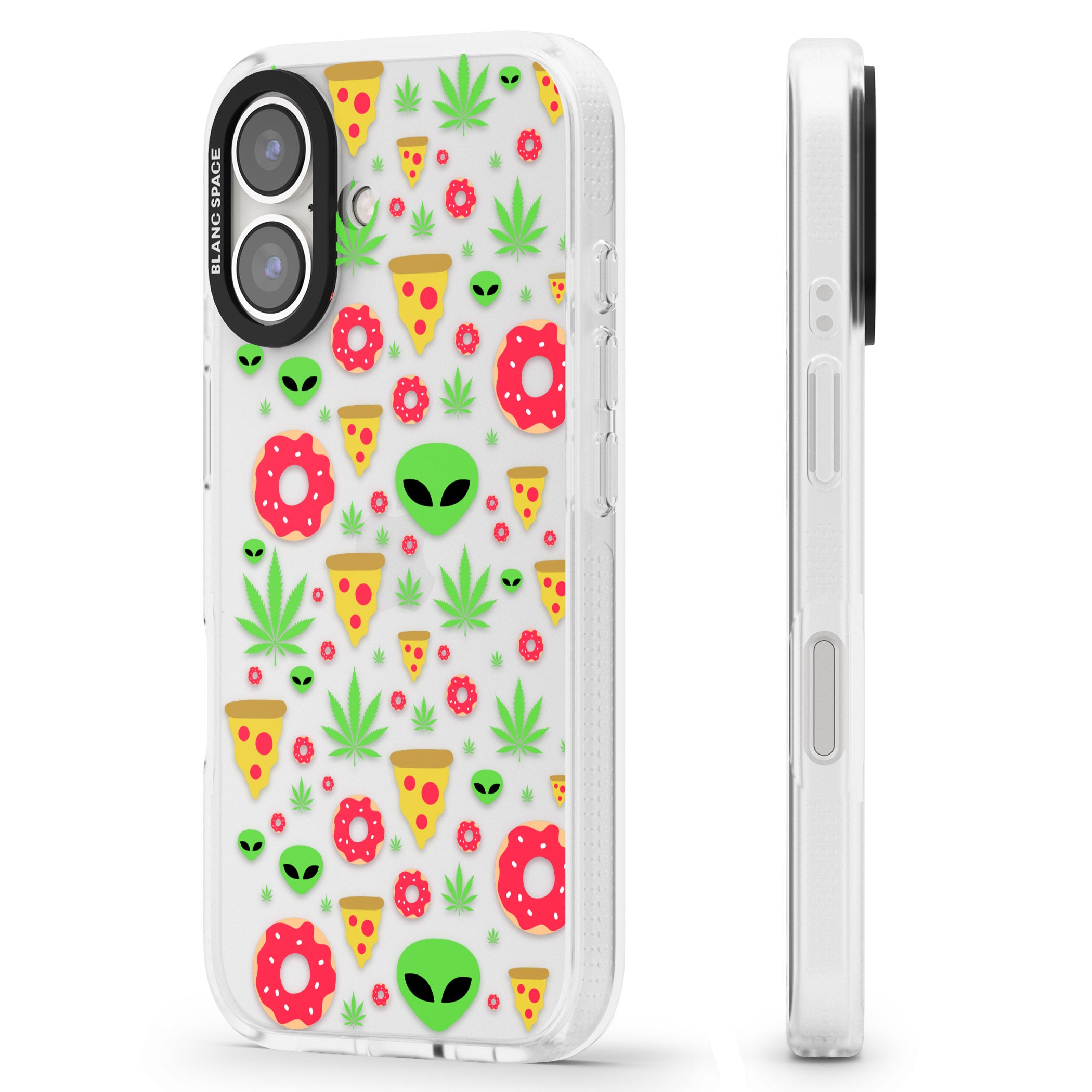 Martians & Munchies iPhone 16 / 16 Plus Clear Case Impact Air - Blanc Space