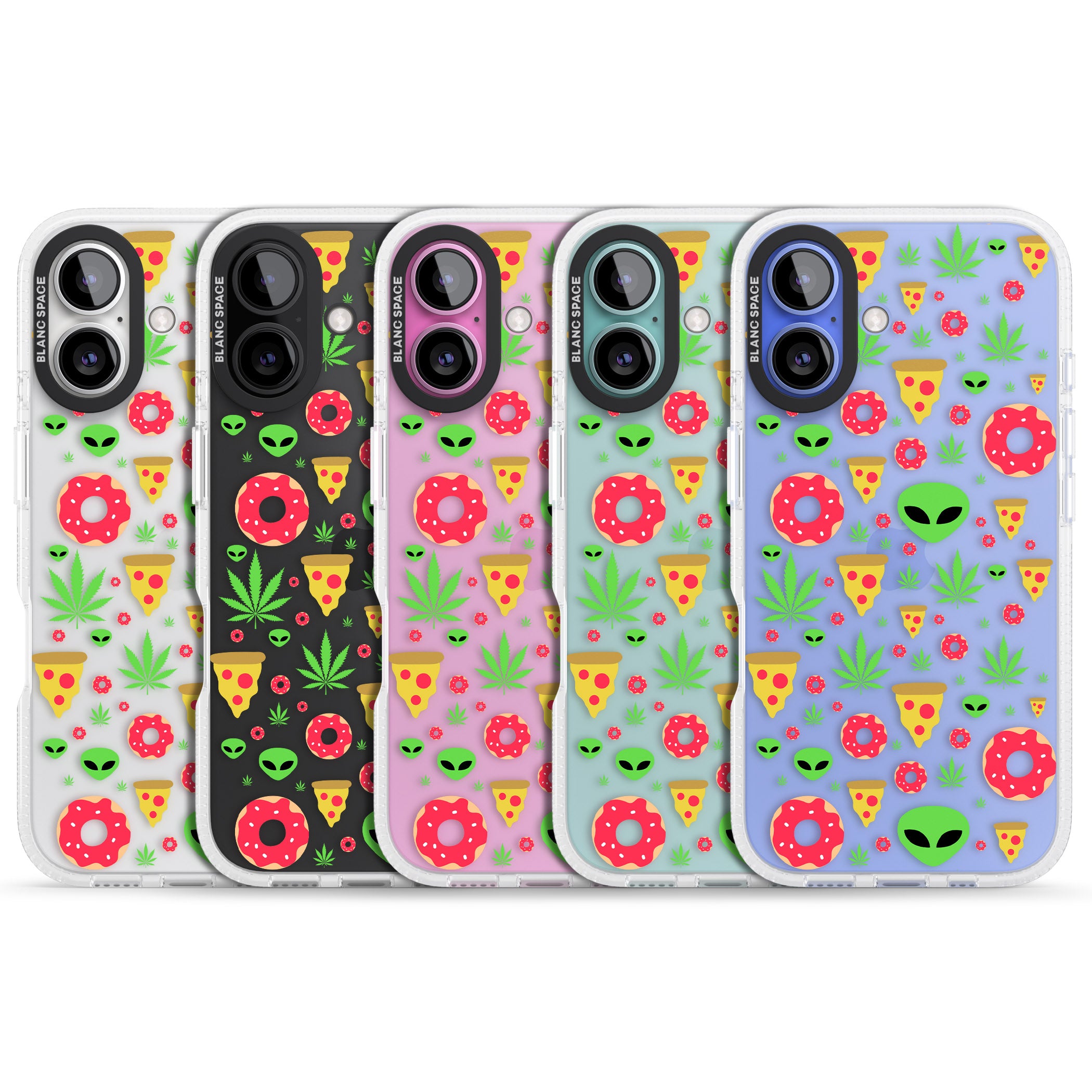 Martians & Munchies iPhone 16 / 16 Plus Clear Case Impact Air - Blanc Space