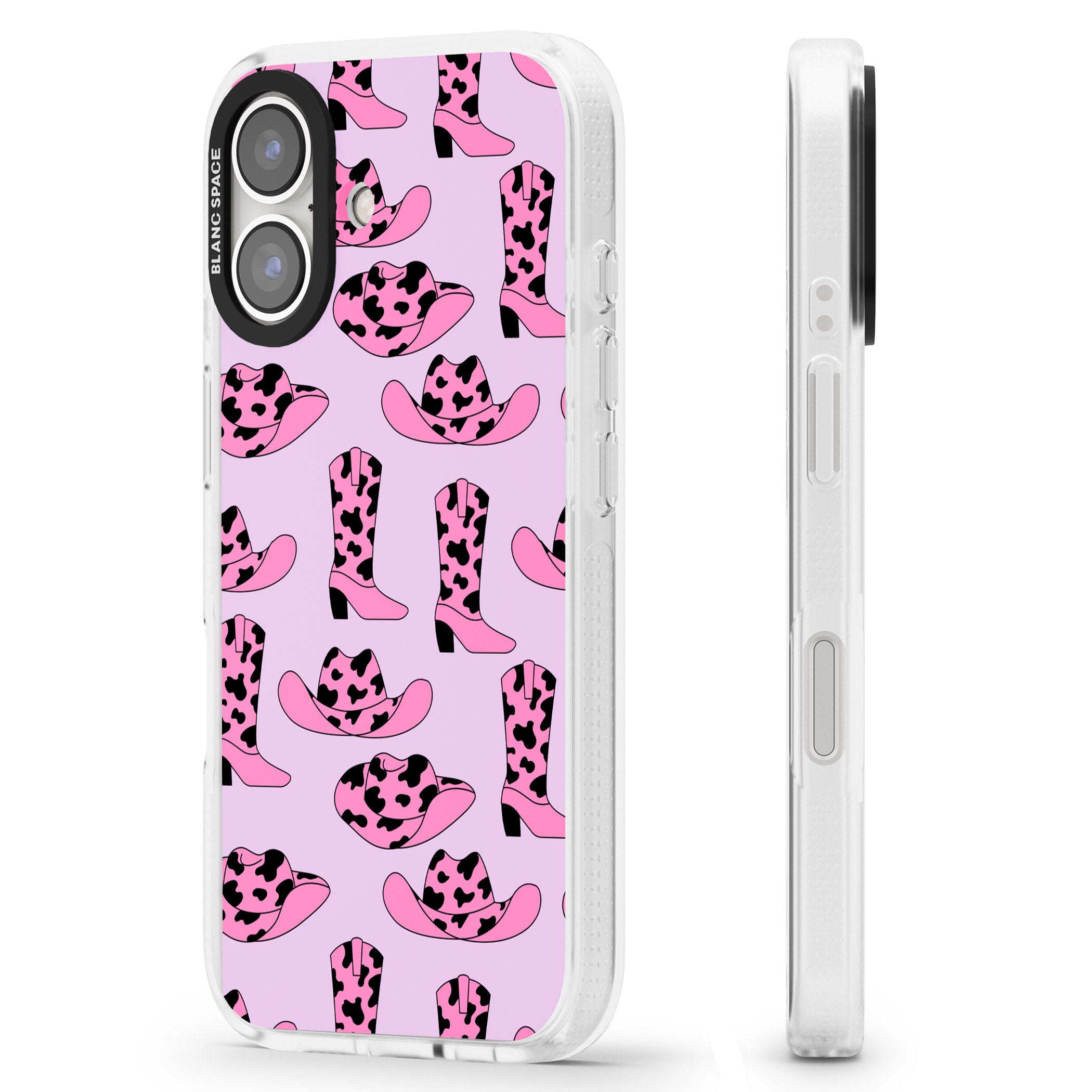 Cow-Girl Pattern iPhone 16 / 16 Plus Clear Case Impact Air - Blanc Space