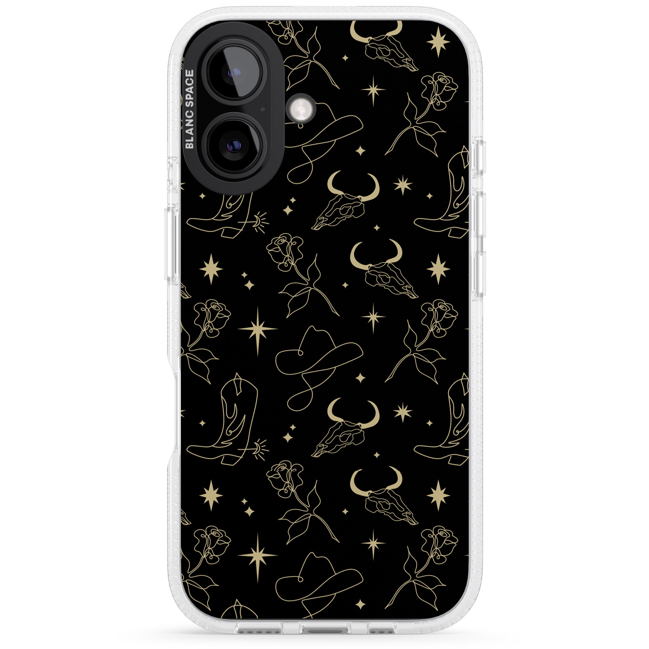 Celestial West Pattern iPhone 16 / 16 Plus Clear Case Impact Air - Blanc Space