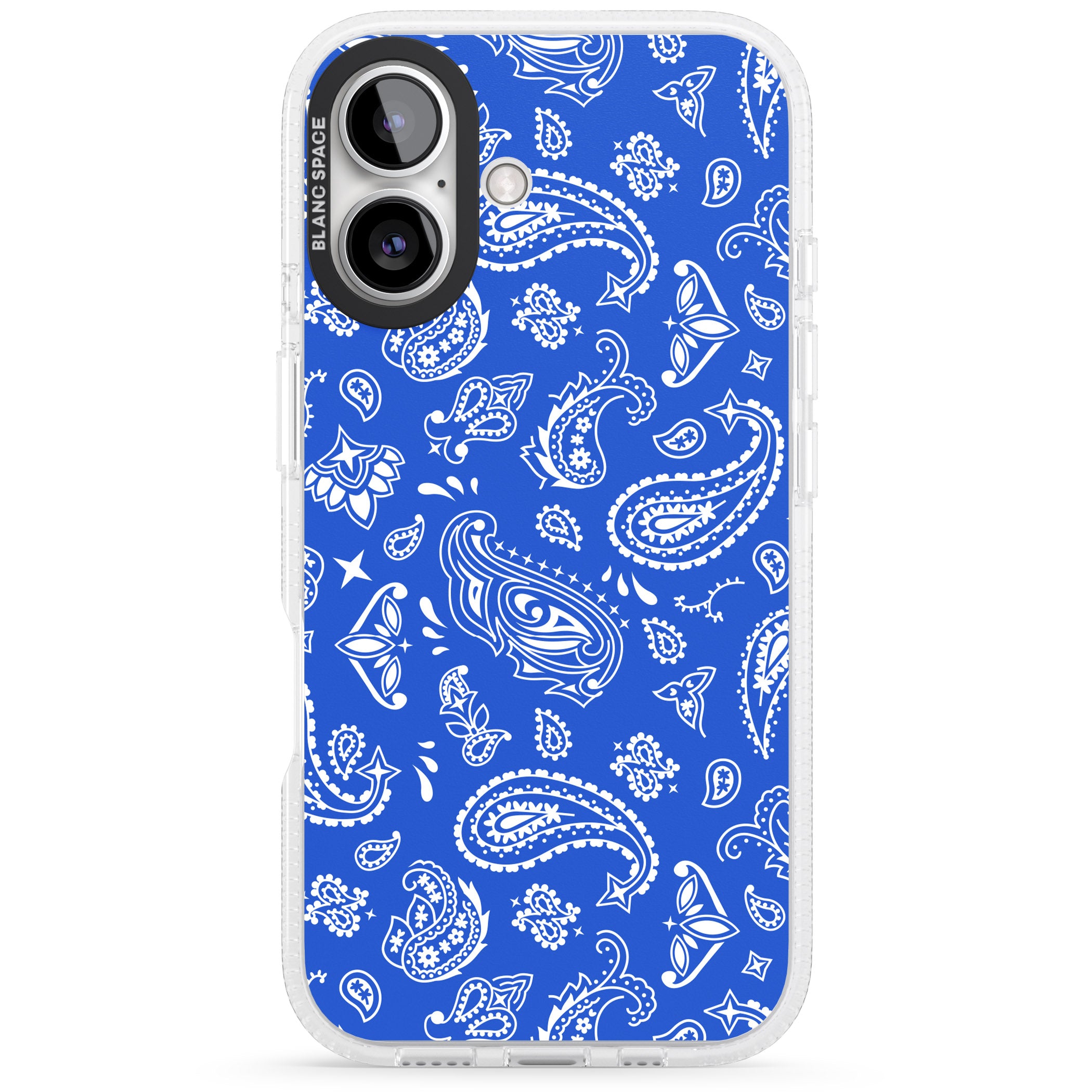 Blue Bandana iPhone 16 / 16 Plus Clear Case Impact Air - Blanc Space
