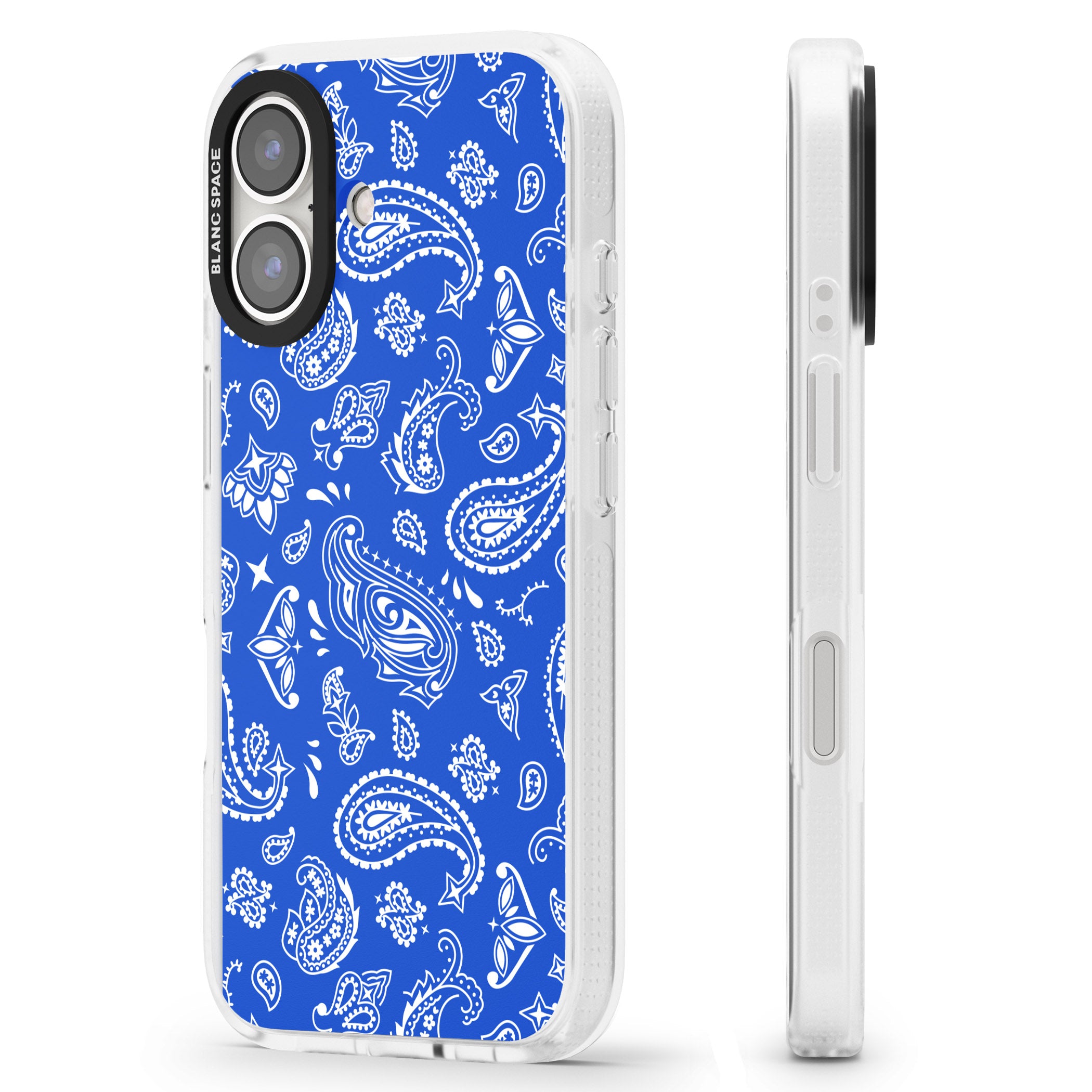 Blue Bandana iPhone 16 / 16 Plus Clear Case Impact Air - Blanc Space