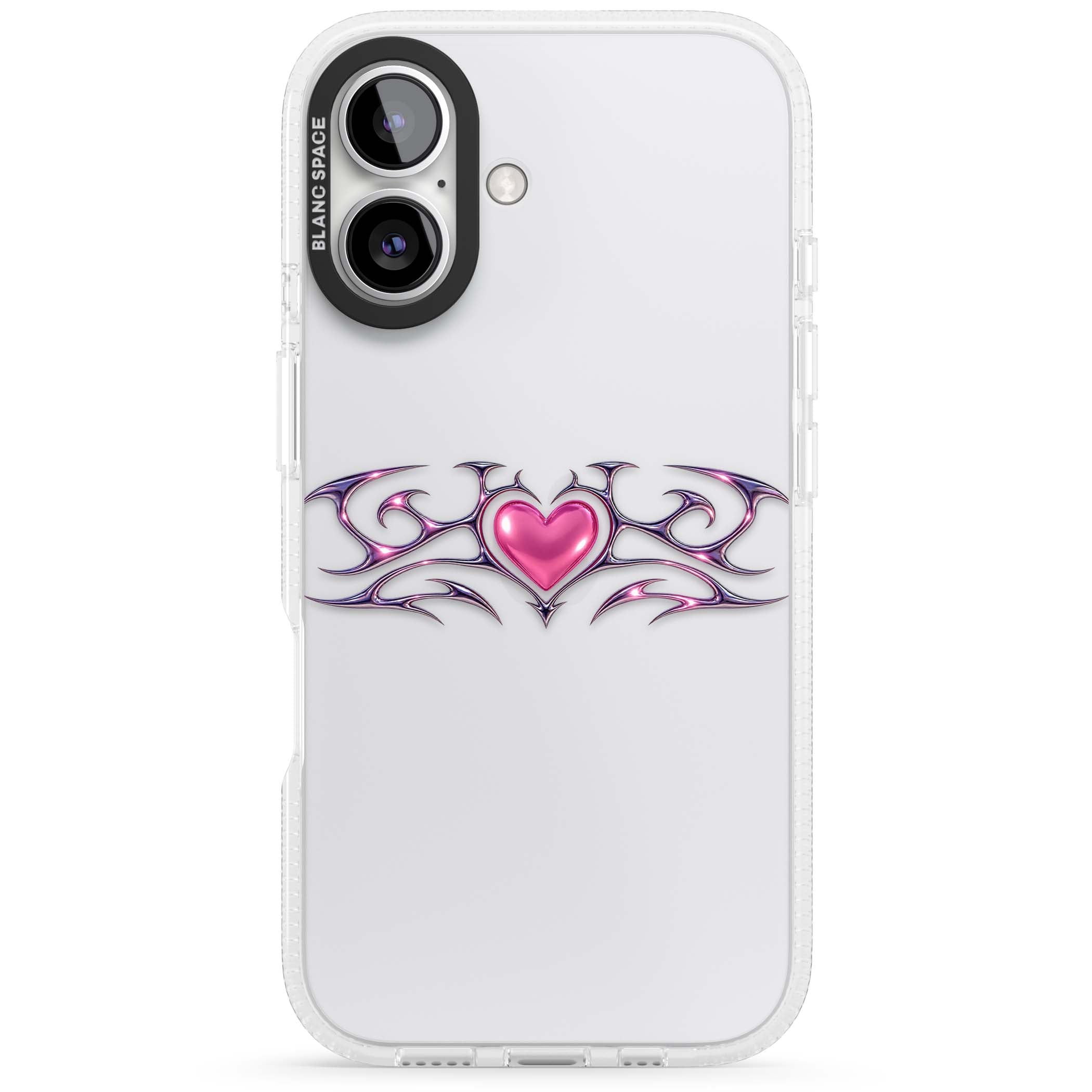 Pink Chrome Heart y2k iPhone case | Clear Case Impact Air case for iPhone 16, iPhone 16 Plus